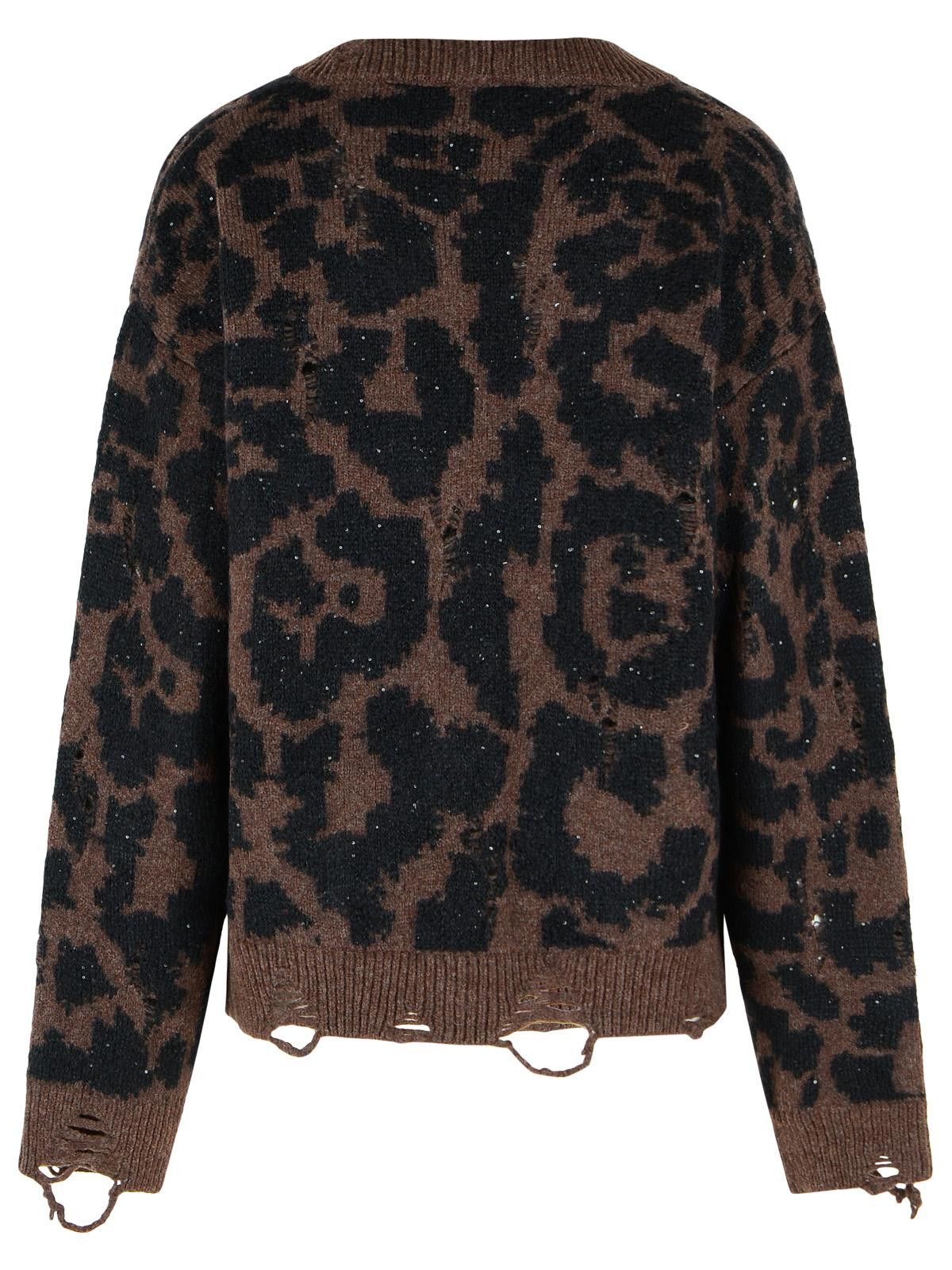 Laneus LANEUS 'Leopard Jacquard' Cardigan In A Spotted Merino Wool Blend Size US L / EU 52-54 / 3 - 3 Thumbnail