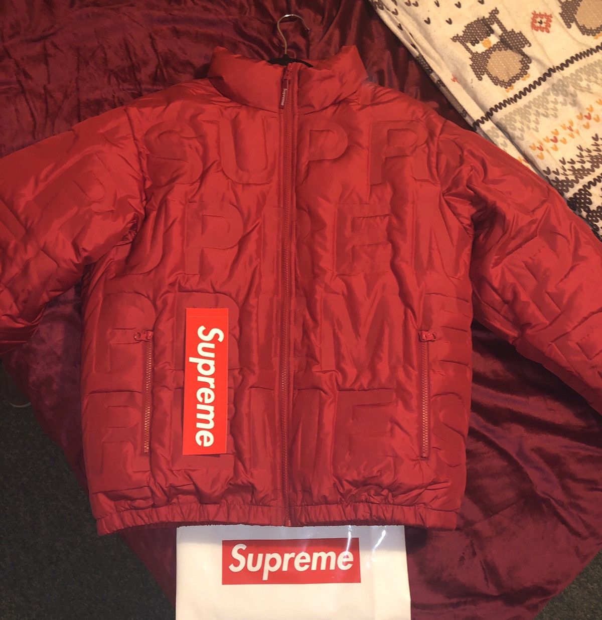 Supreme Supreme Bonded Logo Puffy Jacket Red | Grailed