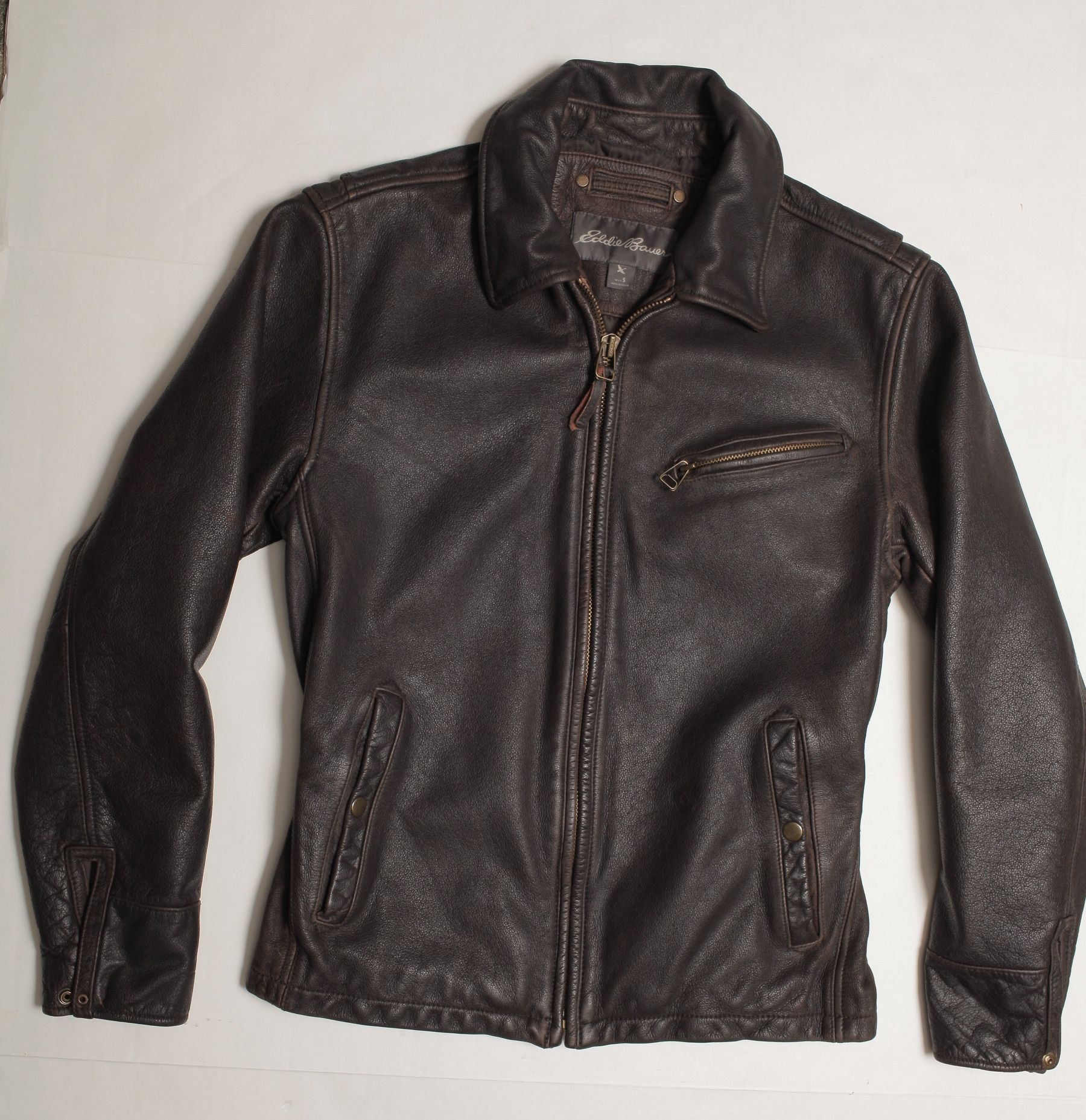 Eddie Bauer Journeyman leather half belt jacket | Grailed