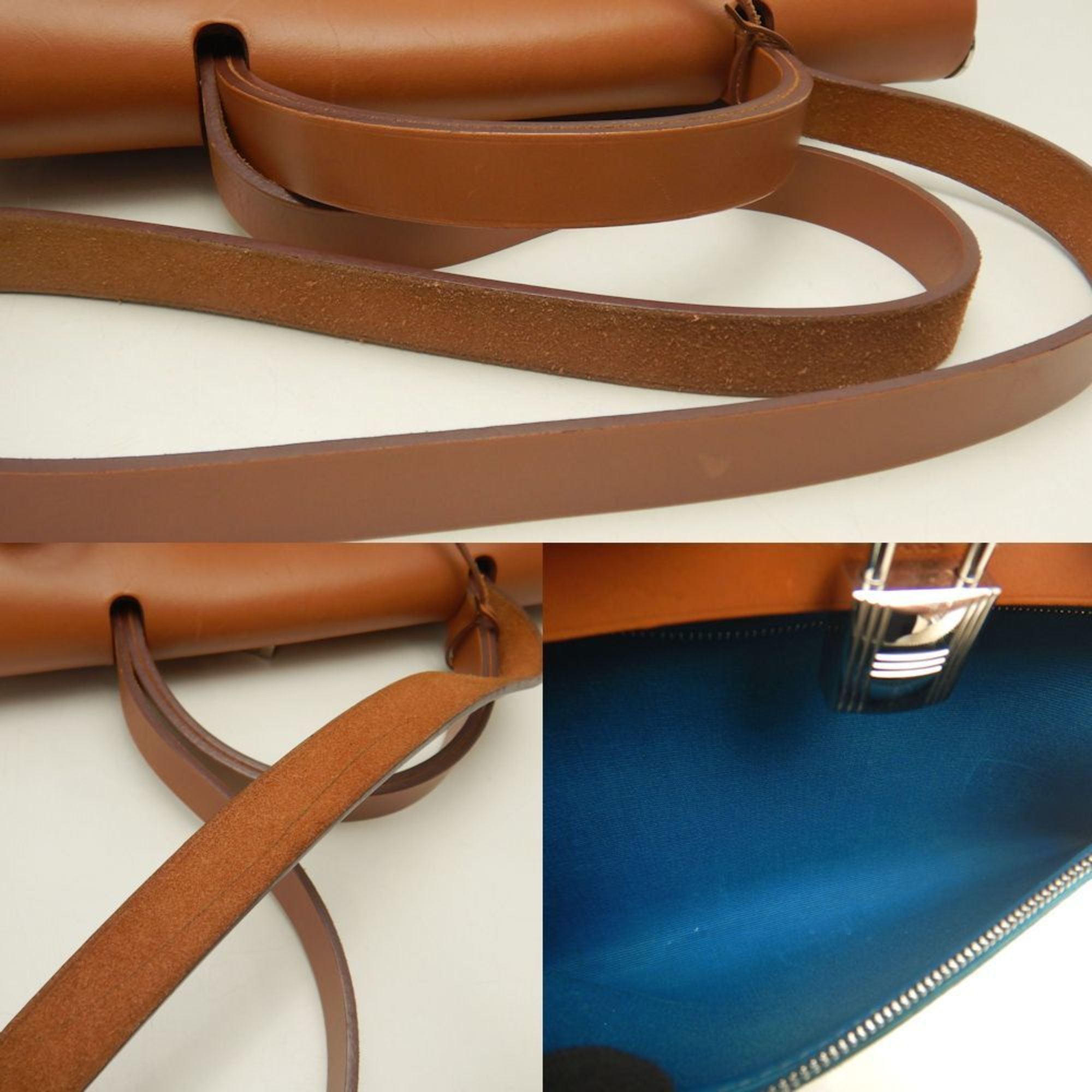 Hermes HERMES Hermès Airbag PM Handbag, Toile Officier Leather, Turquoise, Women's, 253252 Size ONE SIZE - 5 Thumbnail