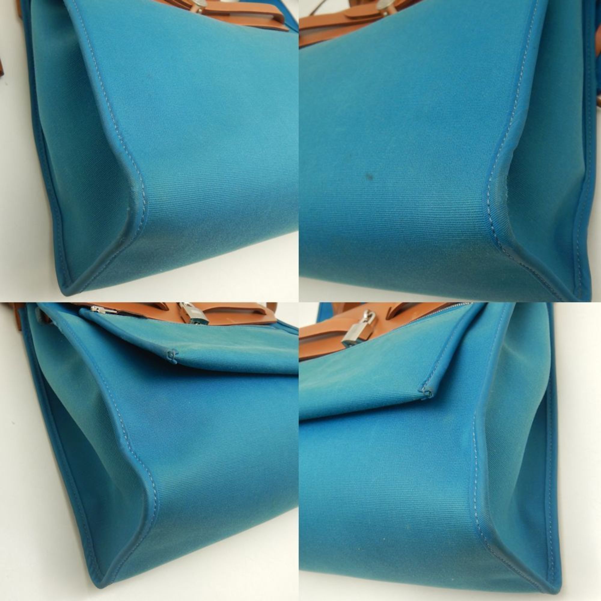 Hermes HERMES Hermès Airbag PM Handbag, Toile Officier Leather, Turquoise, Women's, 253252 Size ONE SIZE - 7 Thumbnail