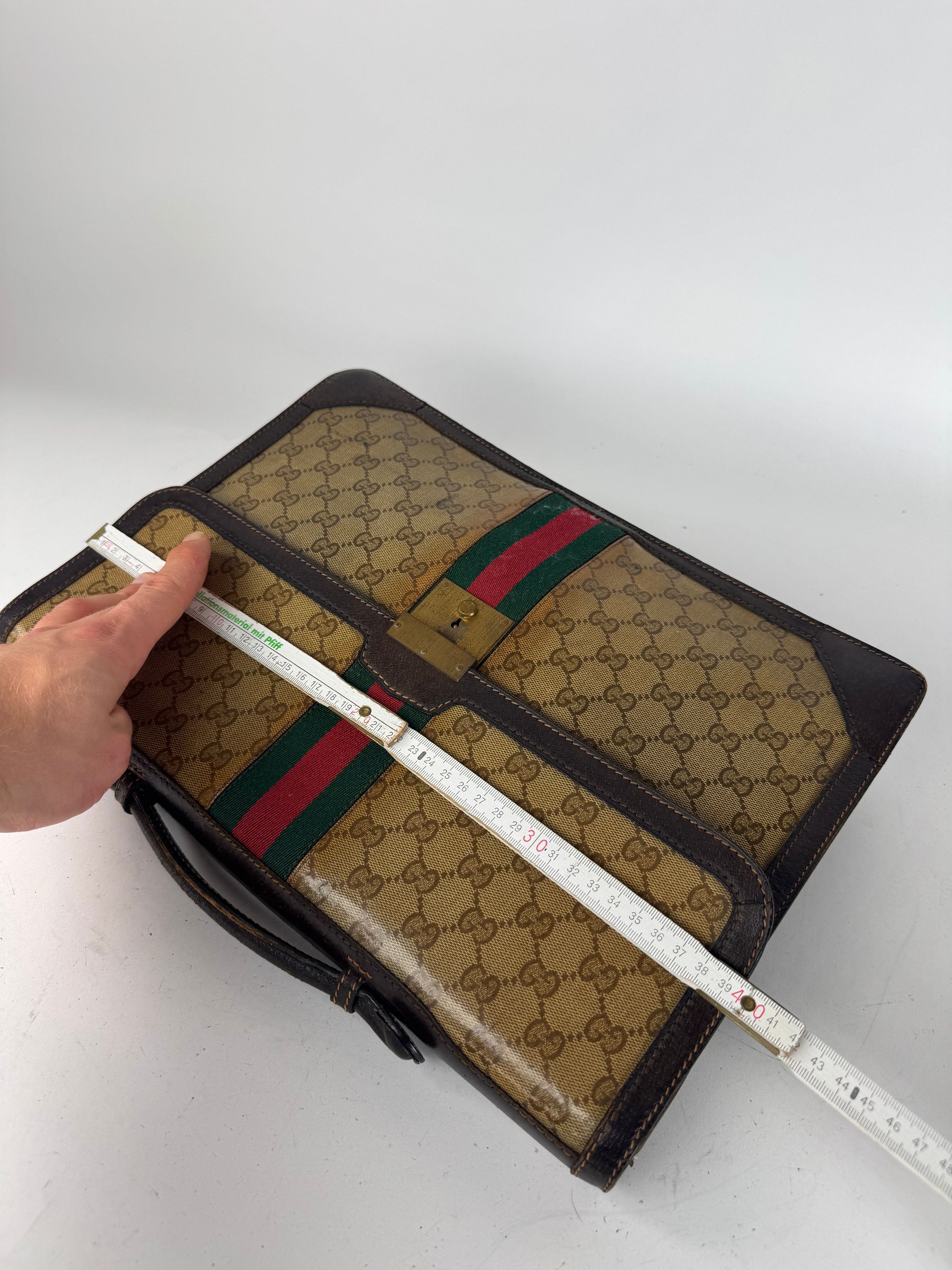 Gucci Vintage Monogram Leather Bruefcase Brown Golden Size ONE SIZE - 10 Thumbnail