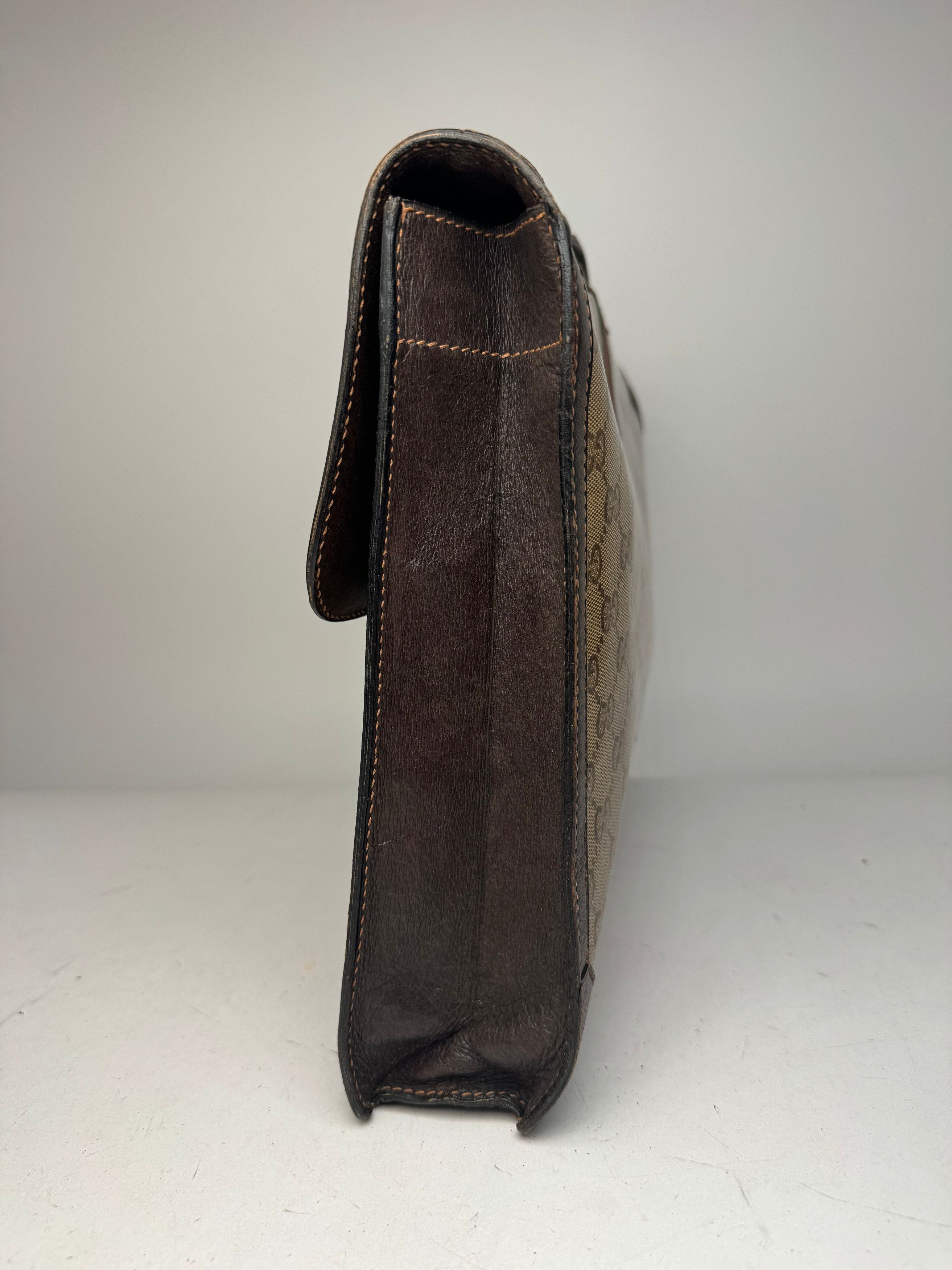 Gucci Vintage Monogram Leather Bruefcase Brown Golden Size ONE SIZE - 6 Thumbnail