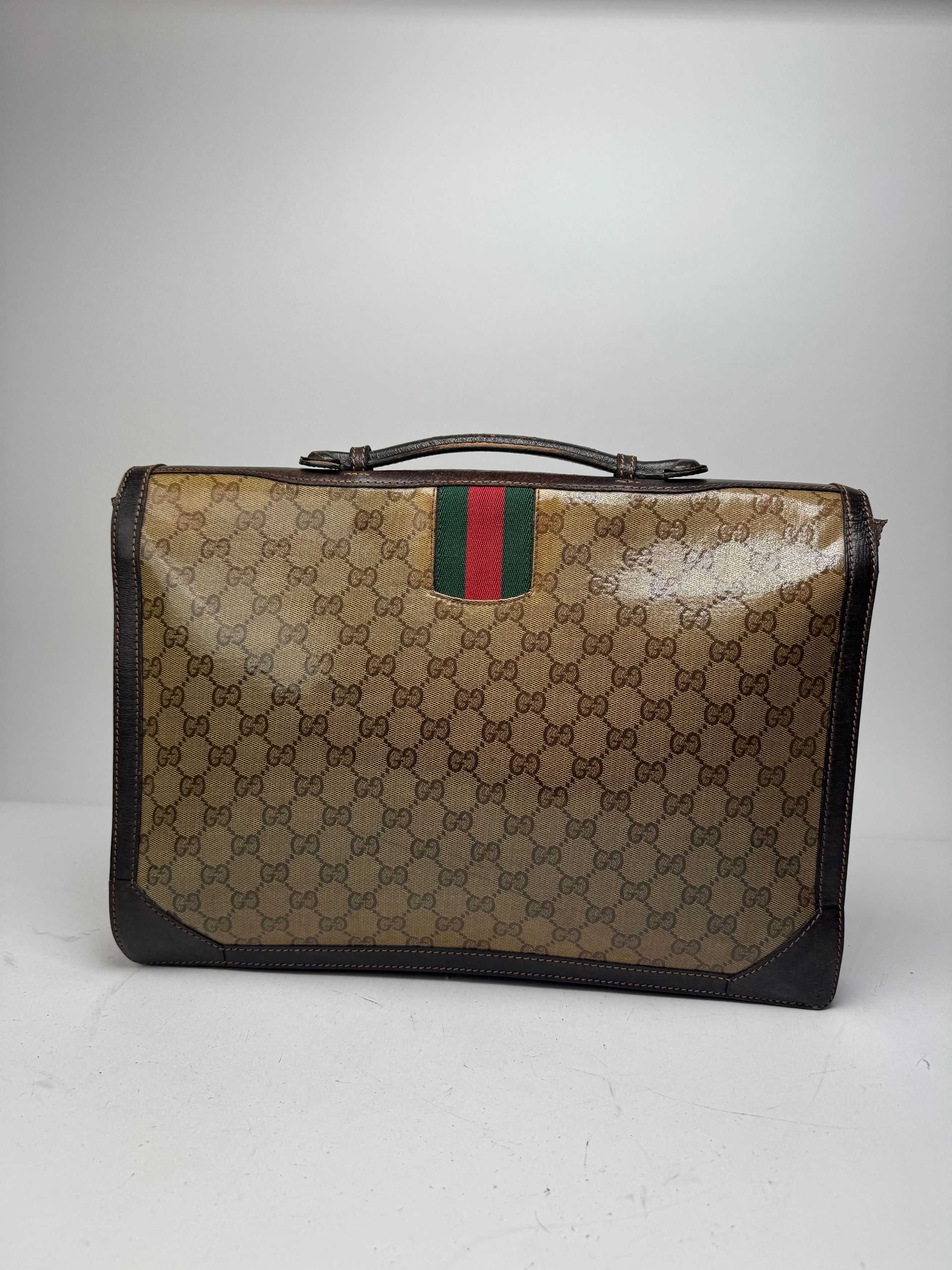 Gucci Vintage Monogram Leather Bruefcase Brown Golden Size ONE SIZE - 2 Thumbnail
