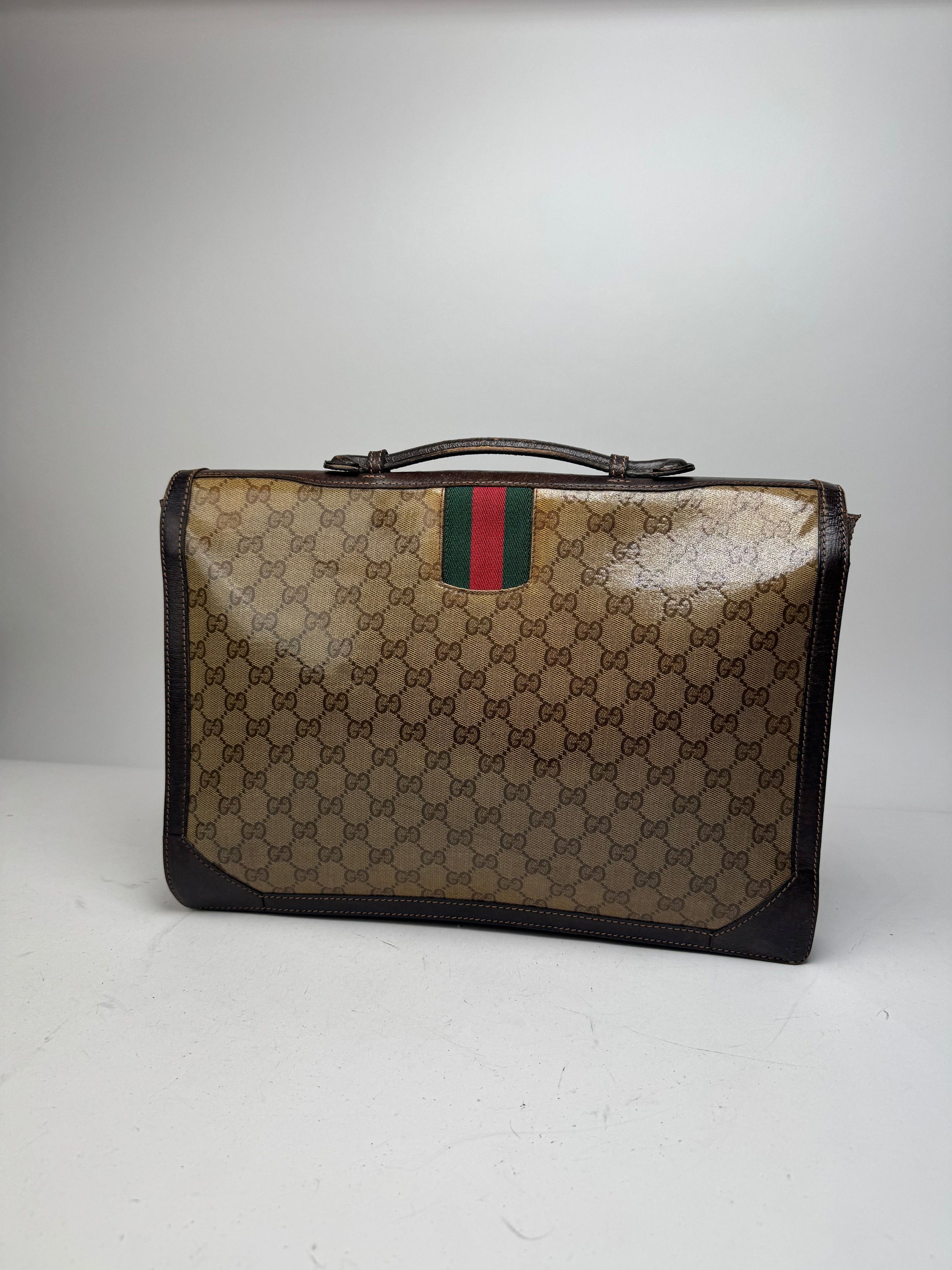 Gucci Vintage Monogram Leather Bruefcase Brown Golden Size ONE SIZE - 7 Thumbnail