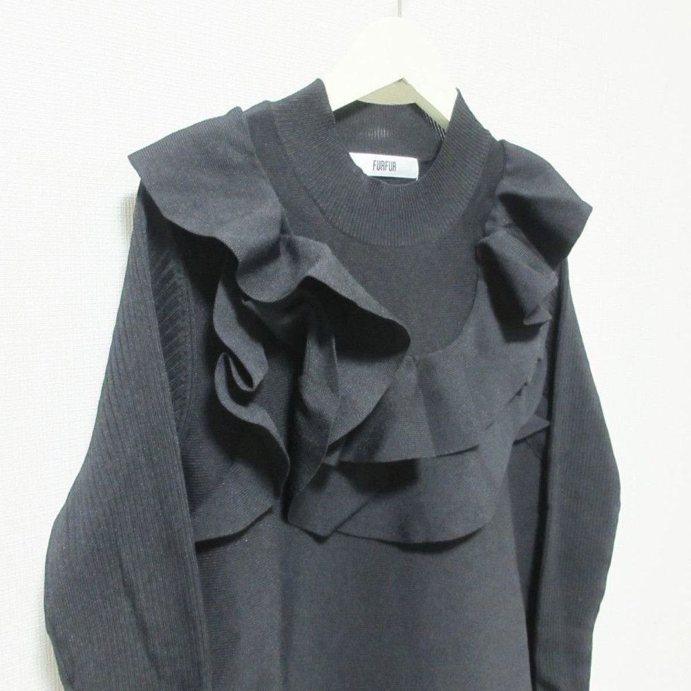 Other Other FURFUR Ruffle Mini Dress Knit Dress Others Dresses RWNO234088 DUTY FREE for USA Size ONE SIZE - 4 Thumbnail