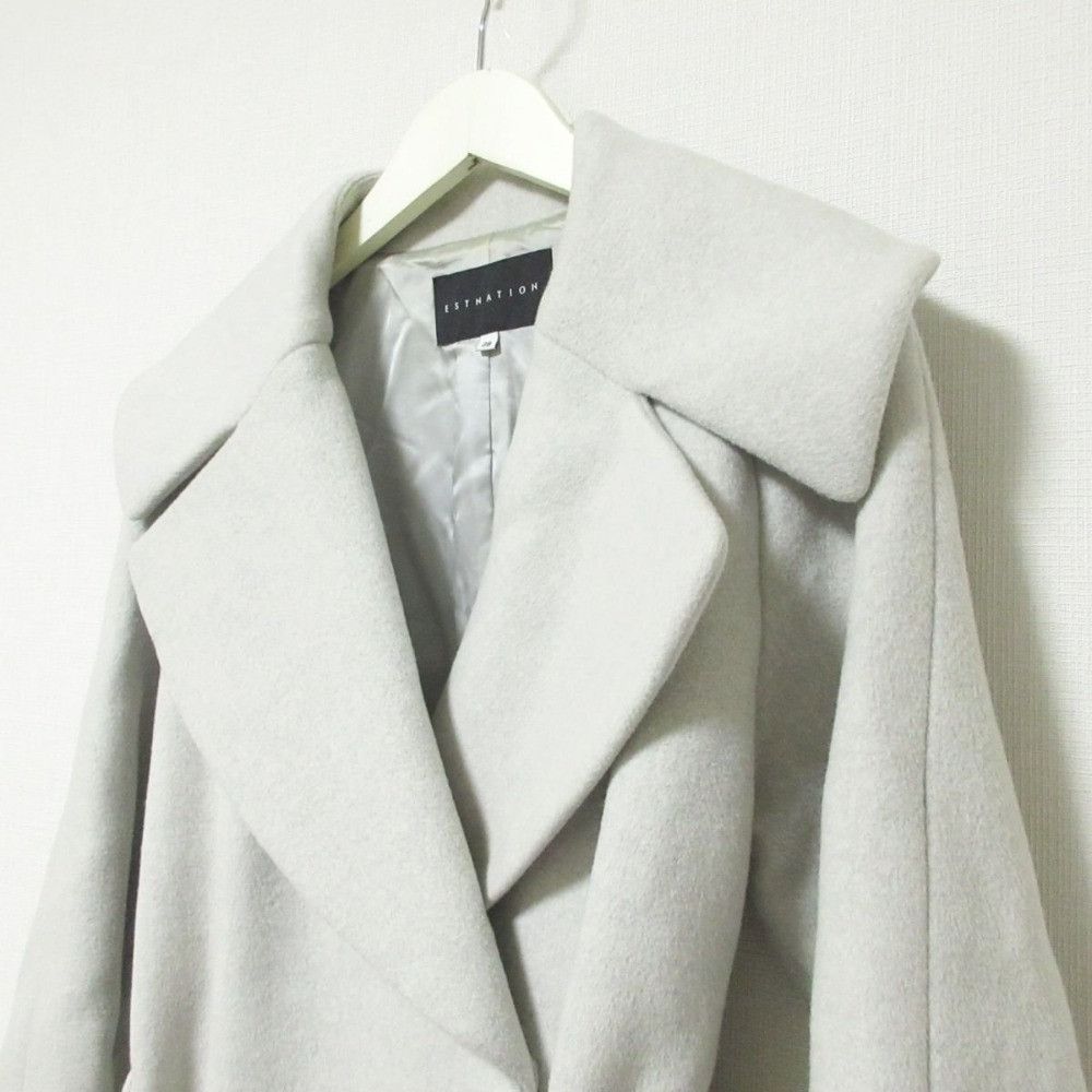 Other ESTNATION Big Collar Belted Long Coat Others Outerwear DUTY FREE for USA
