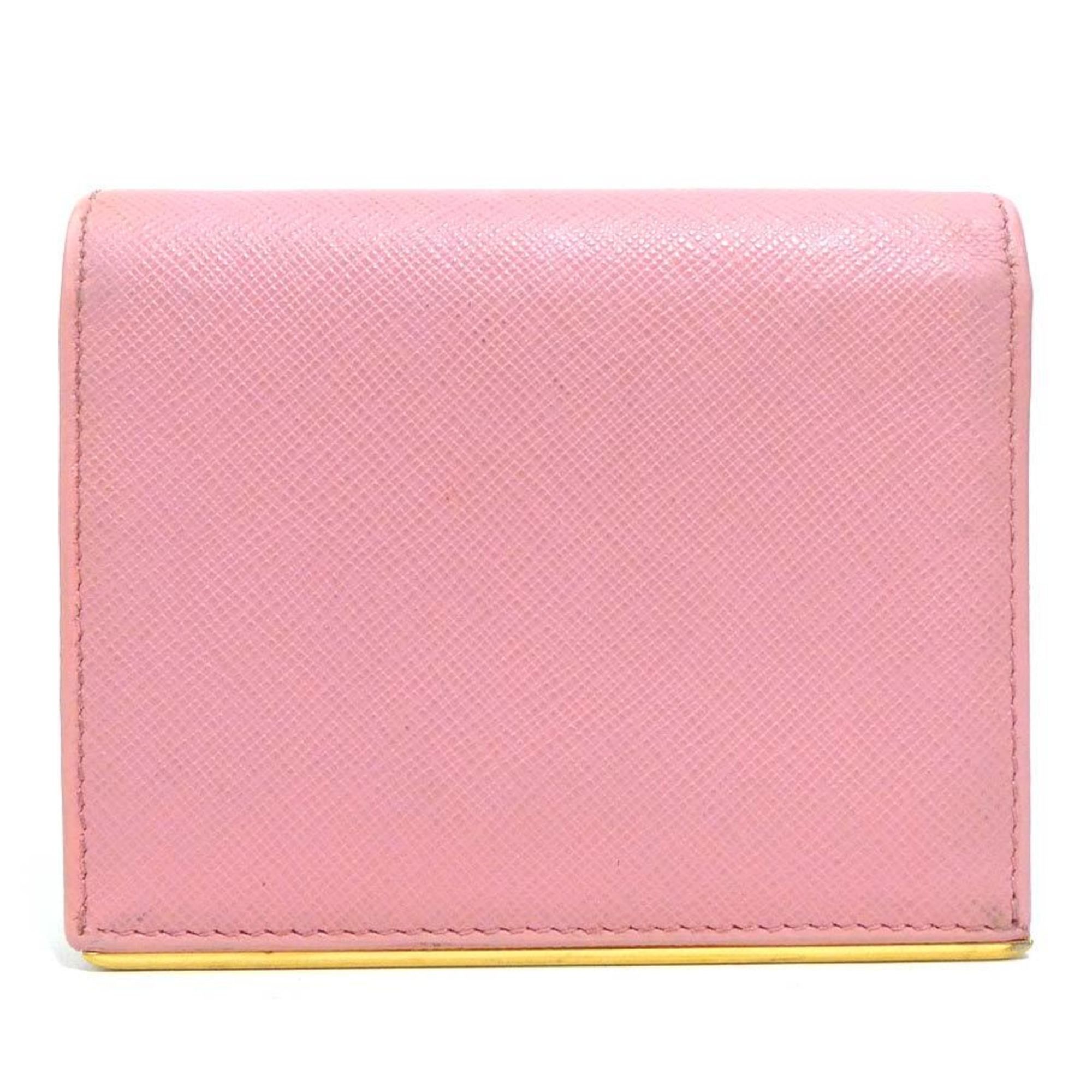 Prada Prada Women's Pink Leather Bi-fold Wallet 1MV204 56407a Size ONE SIZE - 2 Thumbnail