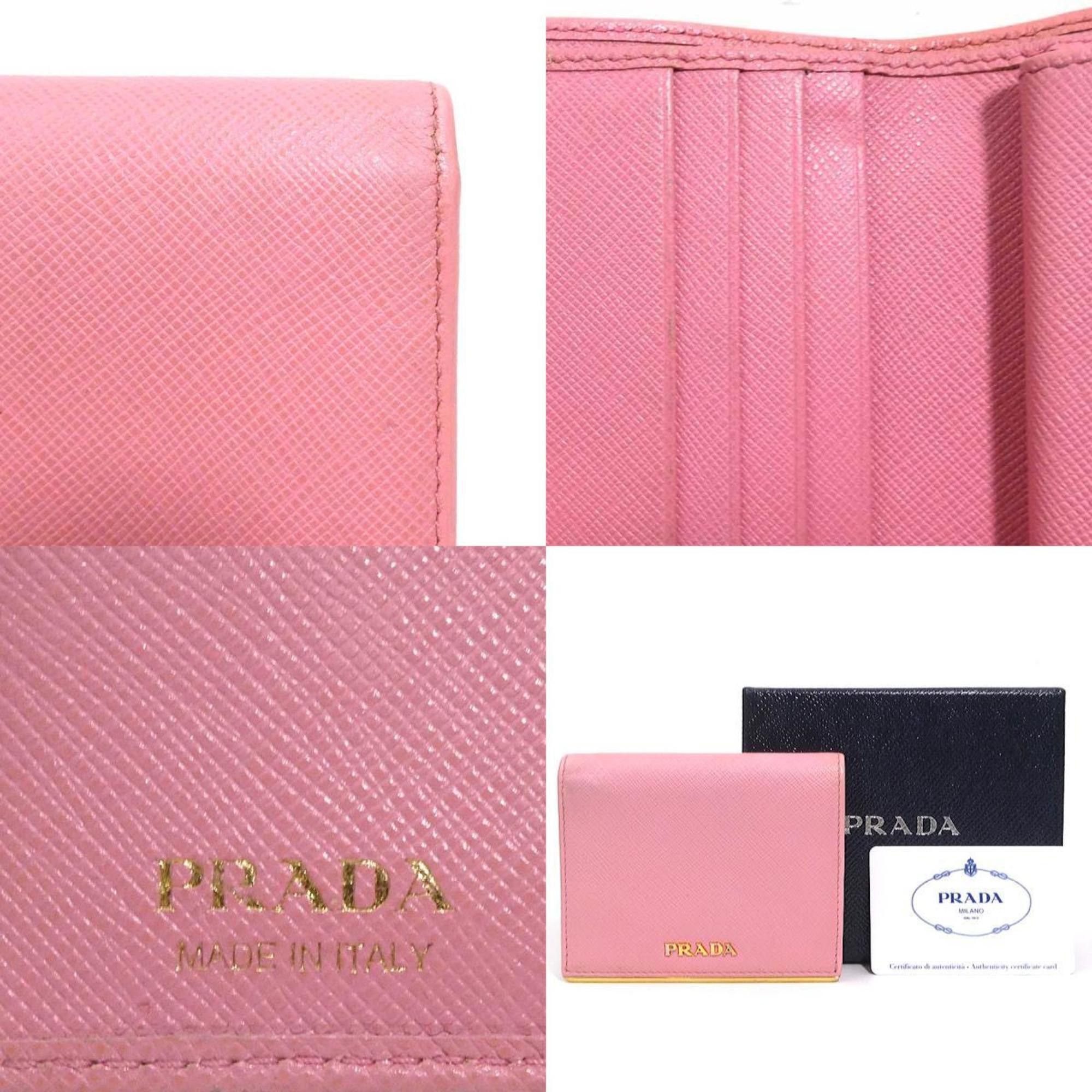 Prada Prada Women's Pink Leather Bi-fold Wallet 1MV204 56407a Size ONE SIZE - 5 Thumbnail