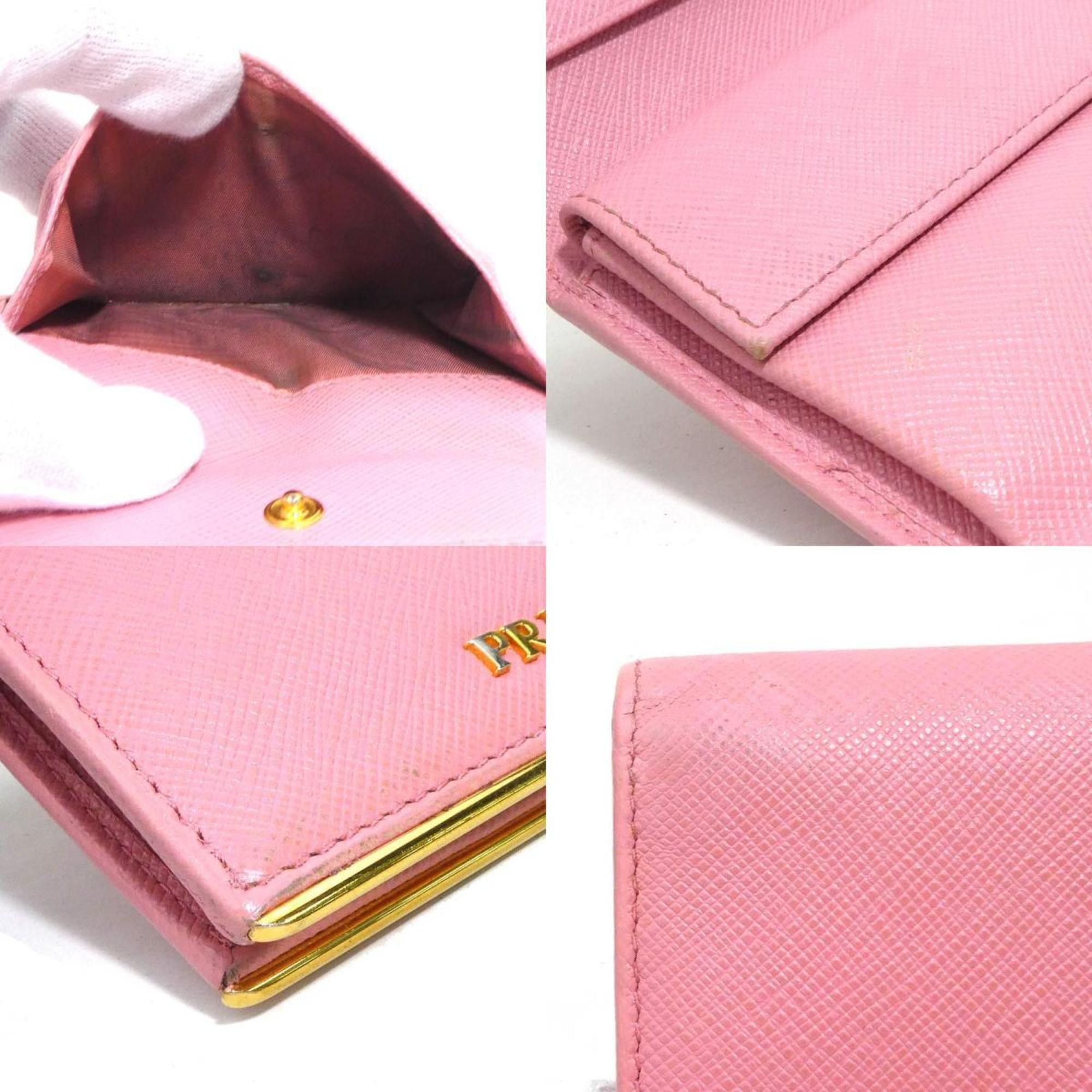 Prada Prada Women's Pink Leather Bi-fold Wallet 1MV204 56407a Size ONE SIZE - 4 Thumbnail