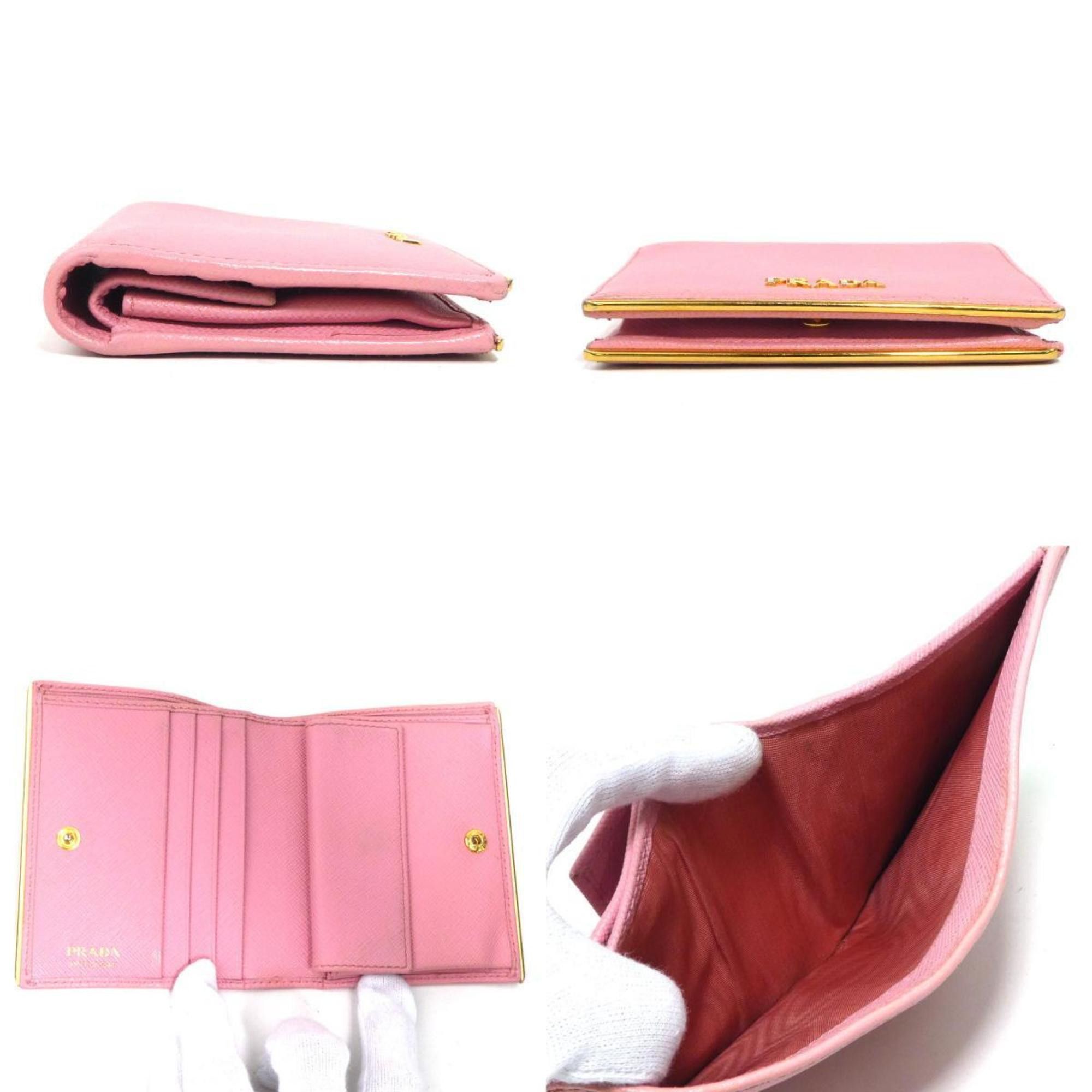 Prada Prada Women's Pink Leather Bi-fold Wallet 1MV204 56407a Size ONE SIZE - 3 Thumbnail