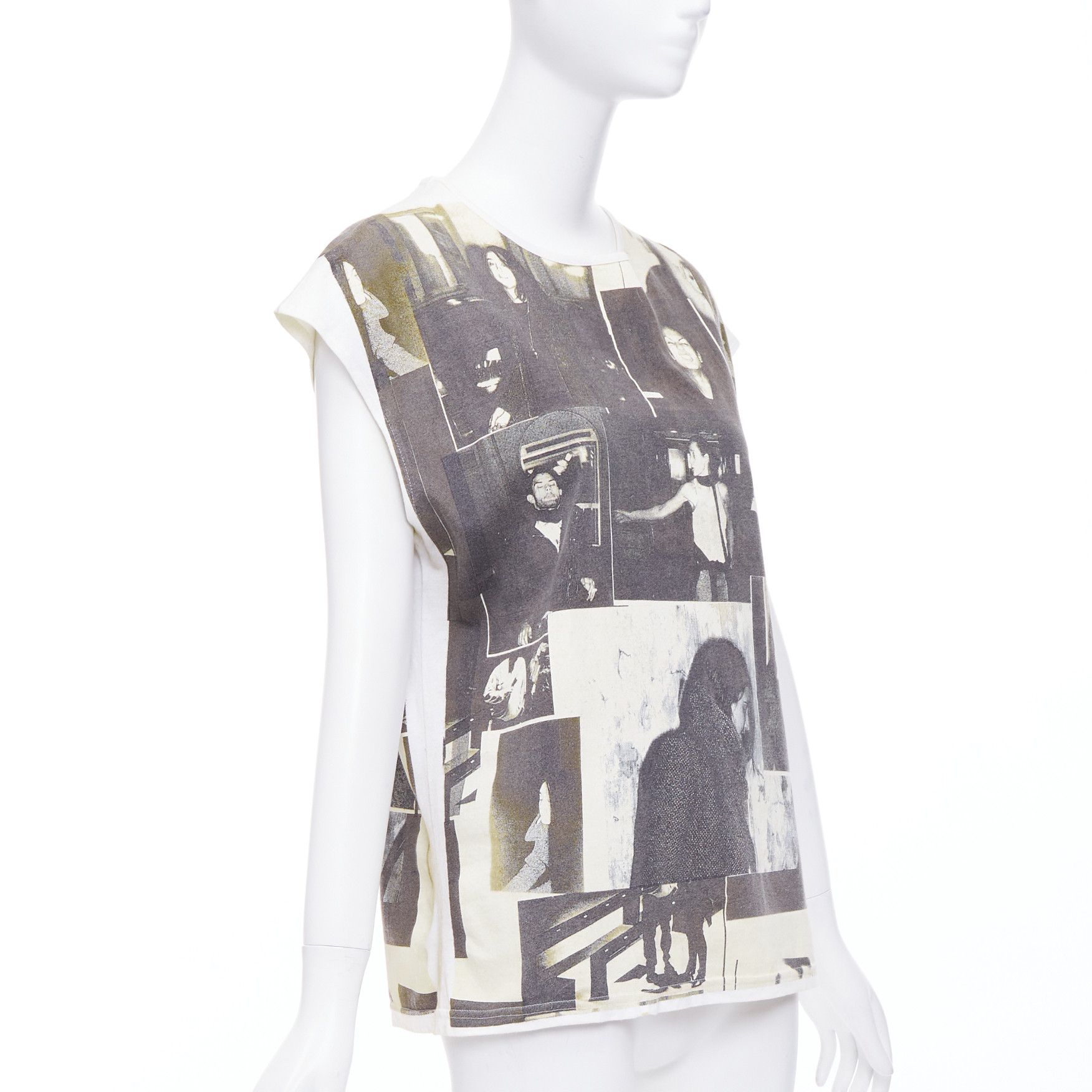 Balenciaga rare BALENCIAGA 2007 beige grey cotton vintage photo print top FR36 S Size S / US 4 / IT 40 - 3 Thumbnail