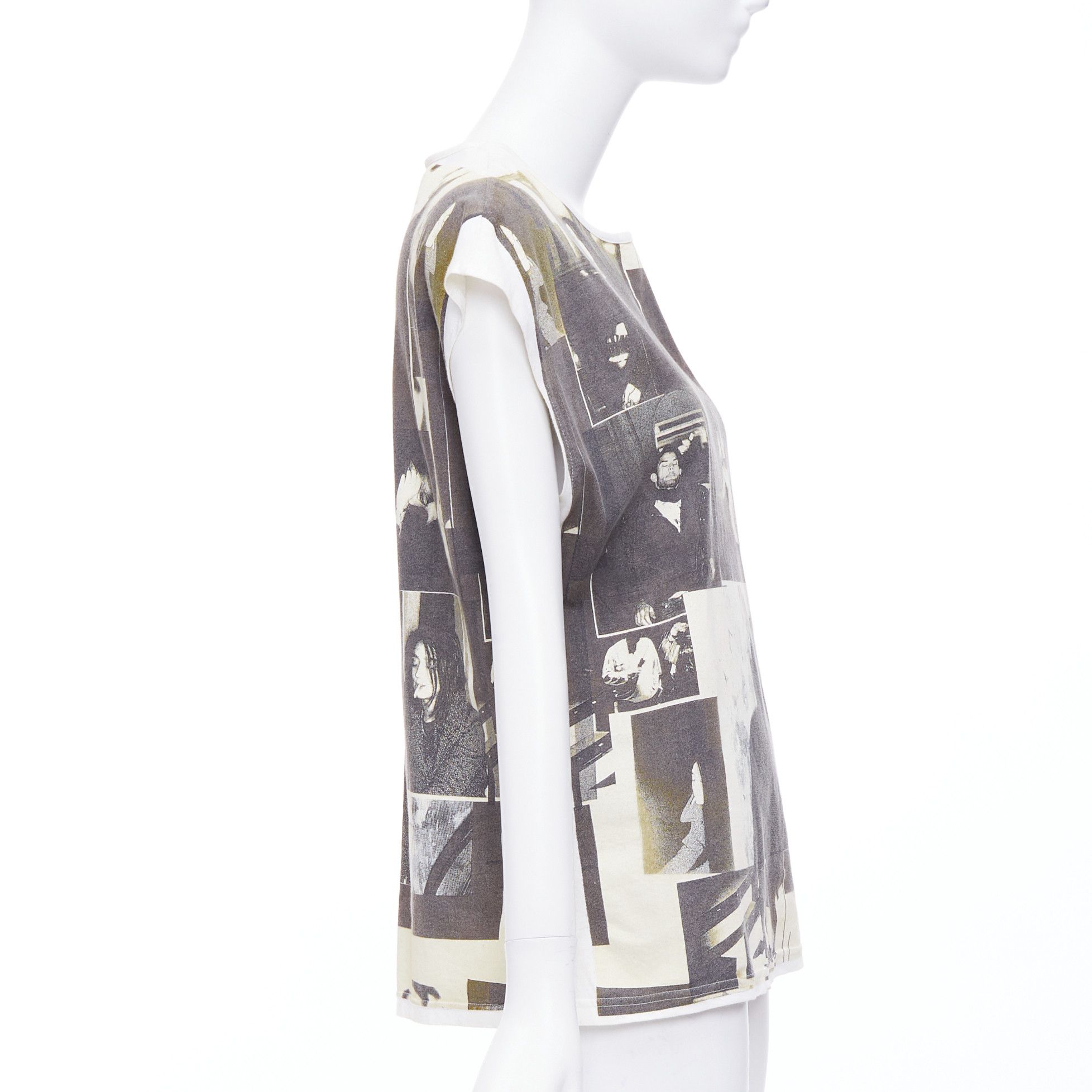 Balenciaga rare BALENCIAGA 2007 beige grey cotton vintage photo print top FR36 S Size S / US 4 / IT 40 - 4 Thumbnail