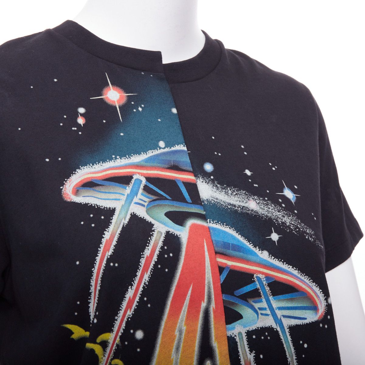 Stella McCartney STELLA MCCARTNEY All Is Love UFO black bias cut cotton tshirt IT38 XS Size M / US 6-8 / IT 42-44 - 2 Thumbnail