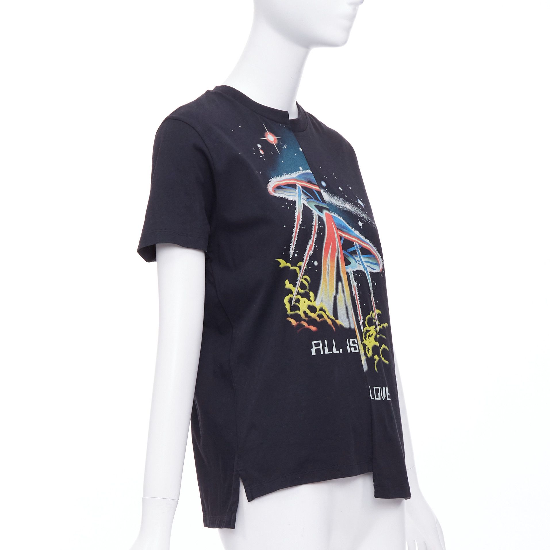 Stella McCartney STELLA MCCARTNEY All Is Love UFO black bias cut cotton tshirt IT38 XS Size M / US 6-8 / IT 42-44 - 3 Thumbnail