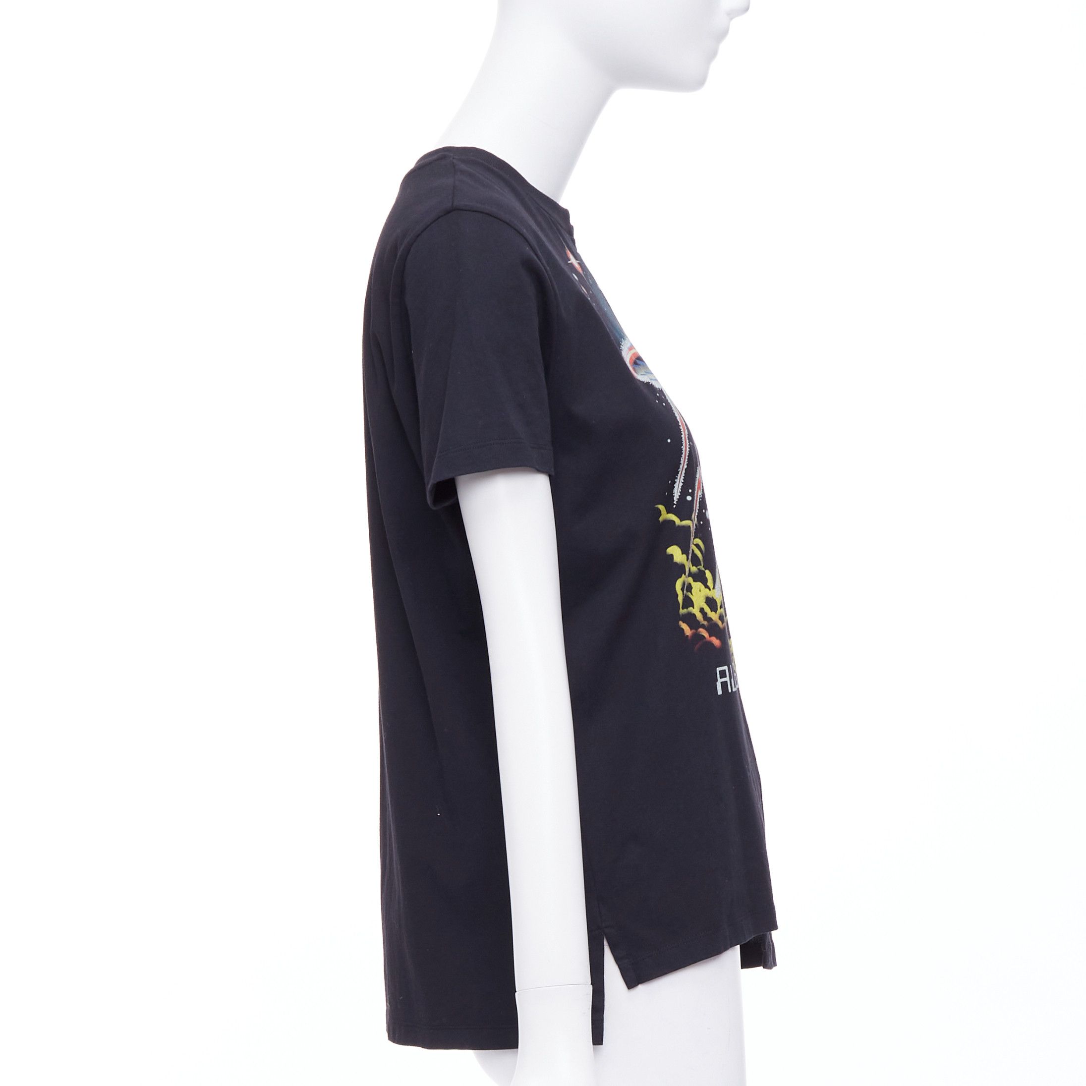 Stella McCartney STELLA MCCARTNEY All Is Love UFO black bias cut cotton tshirt IT38 XS Size M / US 6-8 / IT 42-44 - 4 Thumbnail