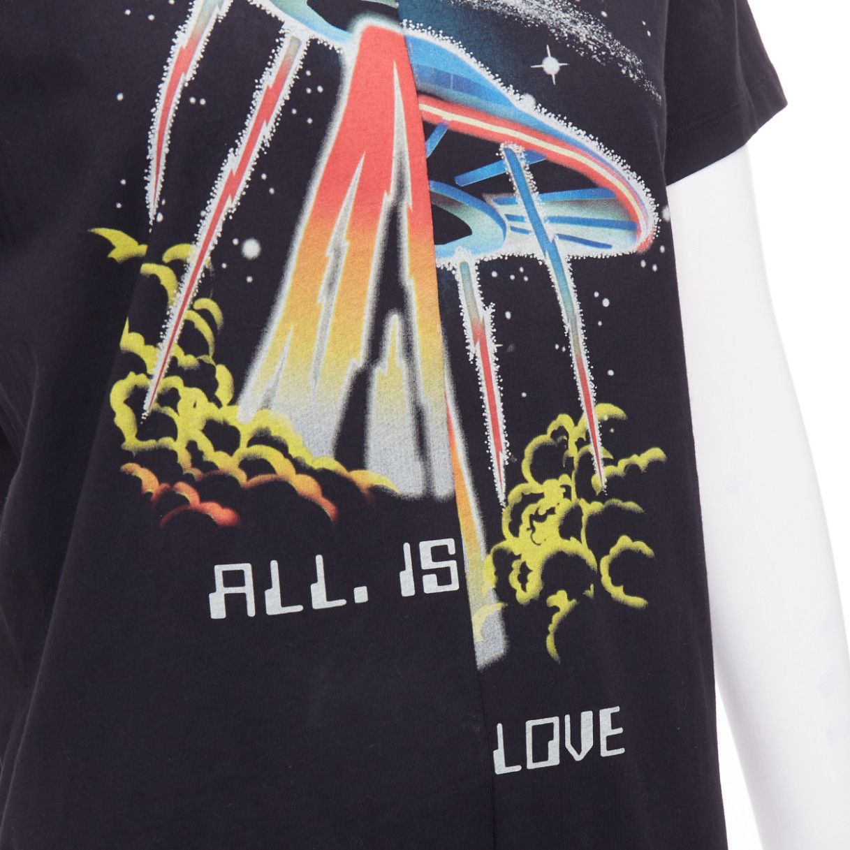 Stella McCartney STELLA MCCARTNEY All Is Love UFO black bias cut cotton tshirt IT38 XS Size M / US 6-8 / IT 42-44 - 7 Thumbnail