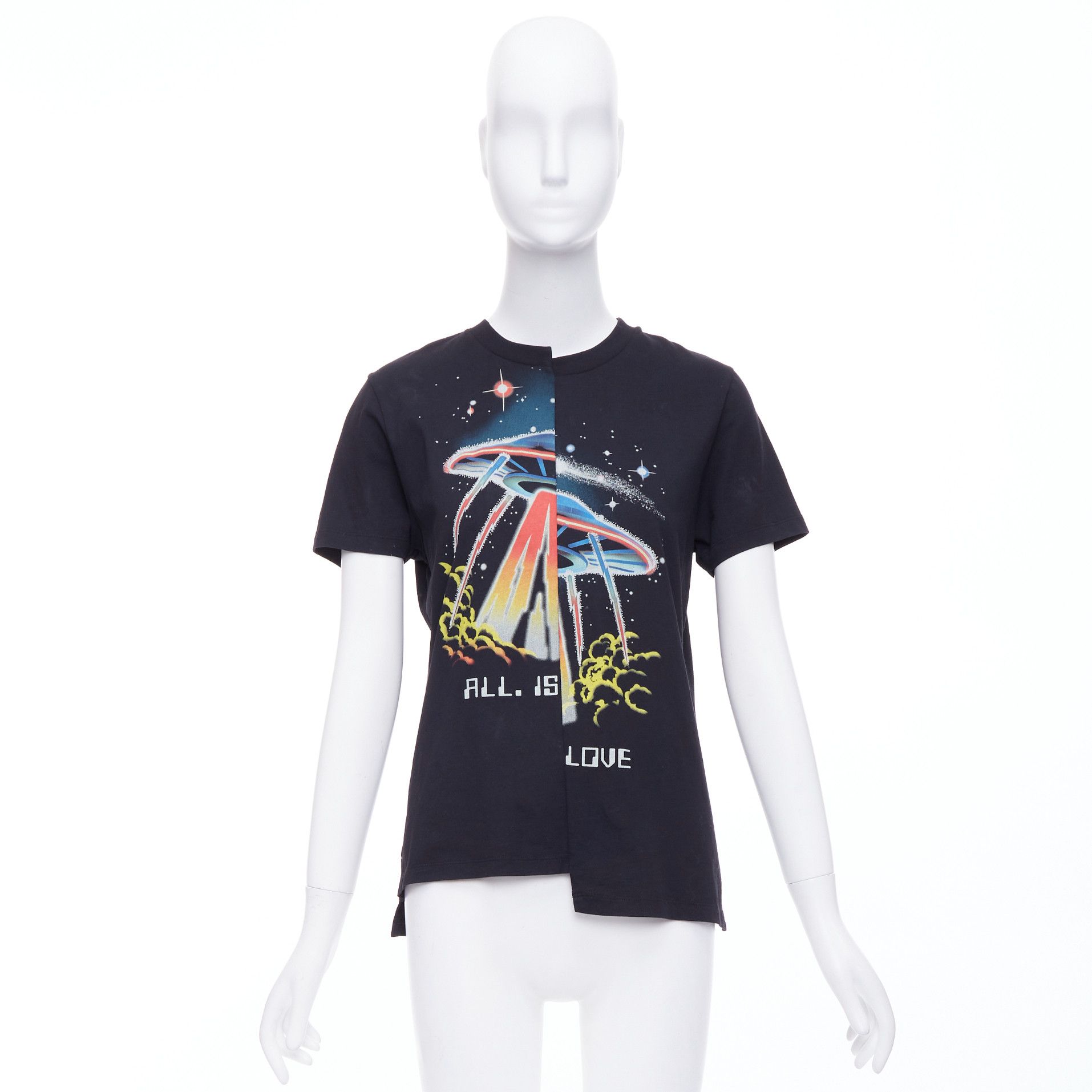 Stella McCartney STELLA MCCARTNEY All Is Love UFO black bias cut cotton tshirt IT38 XS Size M / US 6-8 / IT 42-44 - 9 Thumbnail