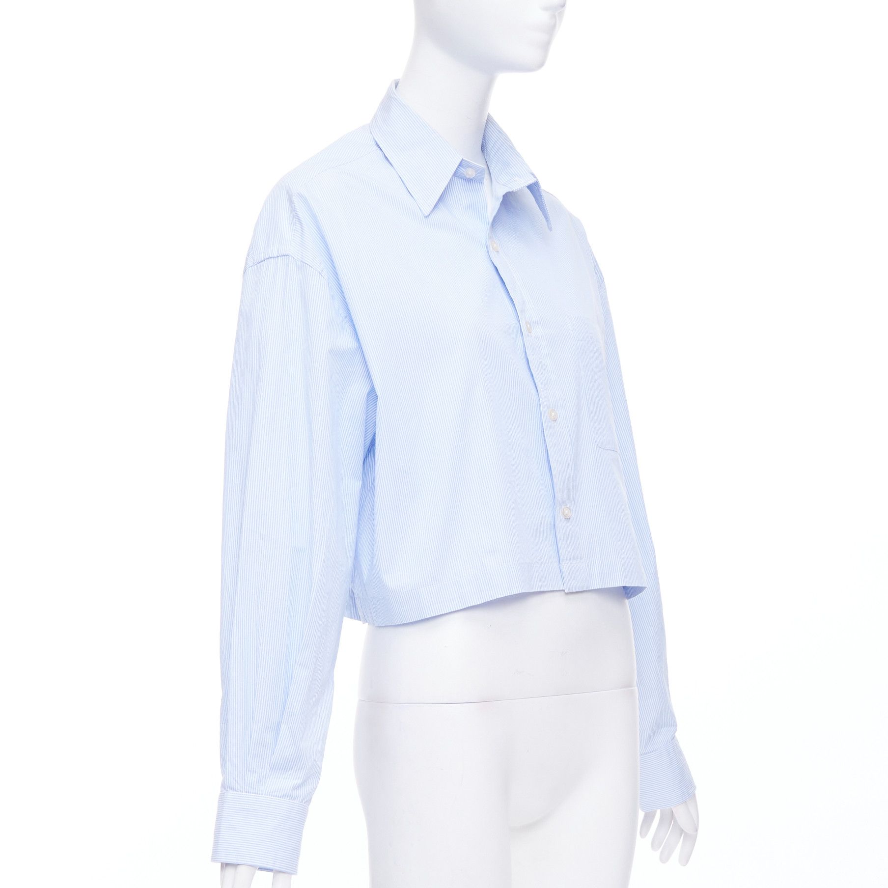 R13 R13 SW light blue white stripe oversized cropped button up shirt S Size S / US 4 / IT 40 - 3 Thumbnail