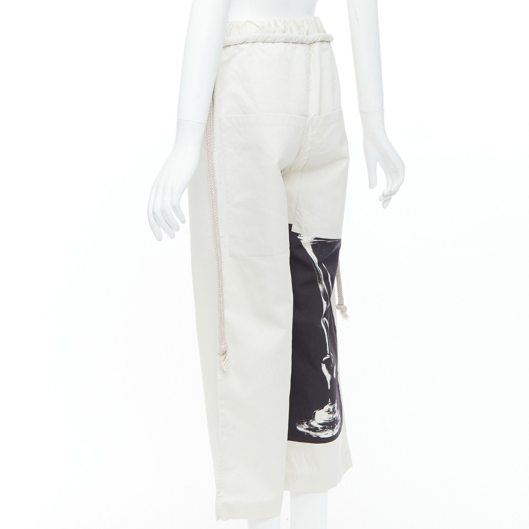 Ports 1961 PORTS 1961 beige cotton silk glass photo print drawstring waist pants IT38 XS Size 28" / US 6 / IT 42 - 6 Thumbnail