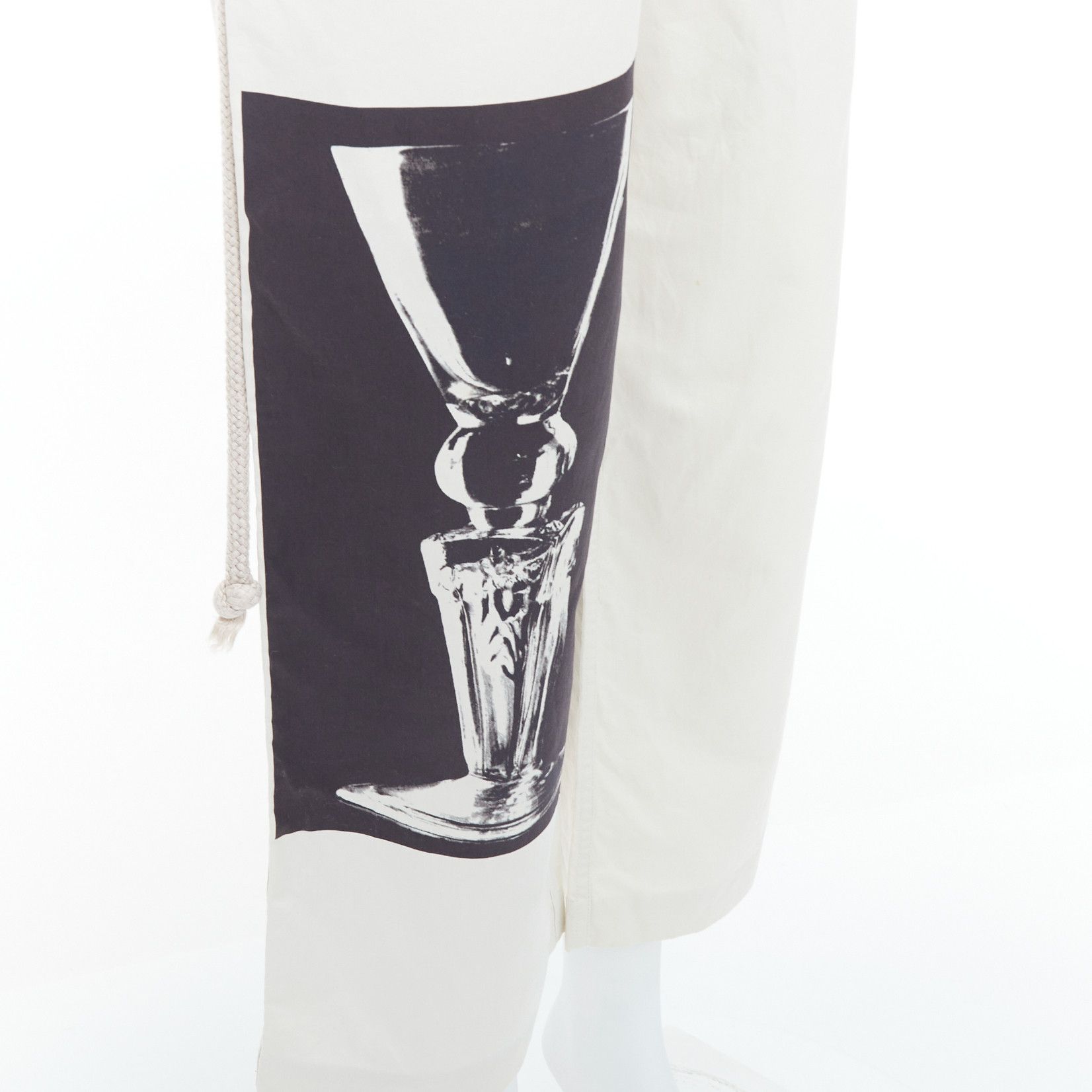 Ports 1961 PORTS 1961 beige cotton silk glass photo print drawstring waist pants IT38 XS Size 28" / US 6 / IT 42 - 7 Thumbnail