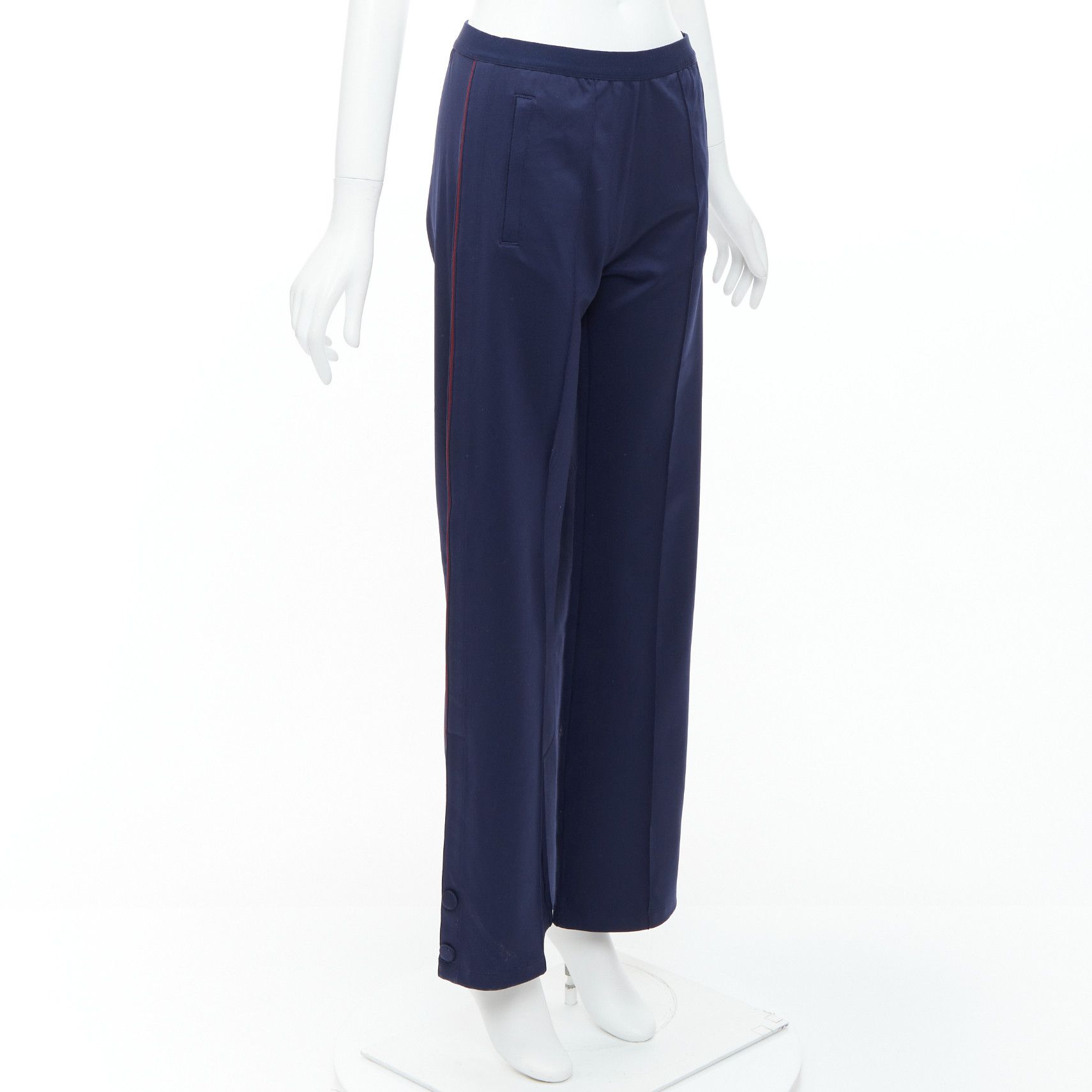 Tory Burch TORY BURCH SPORT navy burgundy trim wide cropped pants S Size 27" / US 4 / IT 40 - 3 Thumbnail
