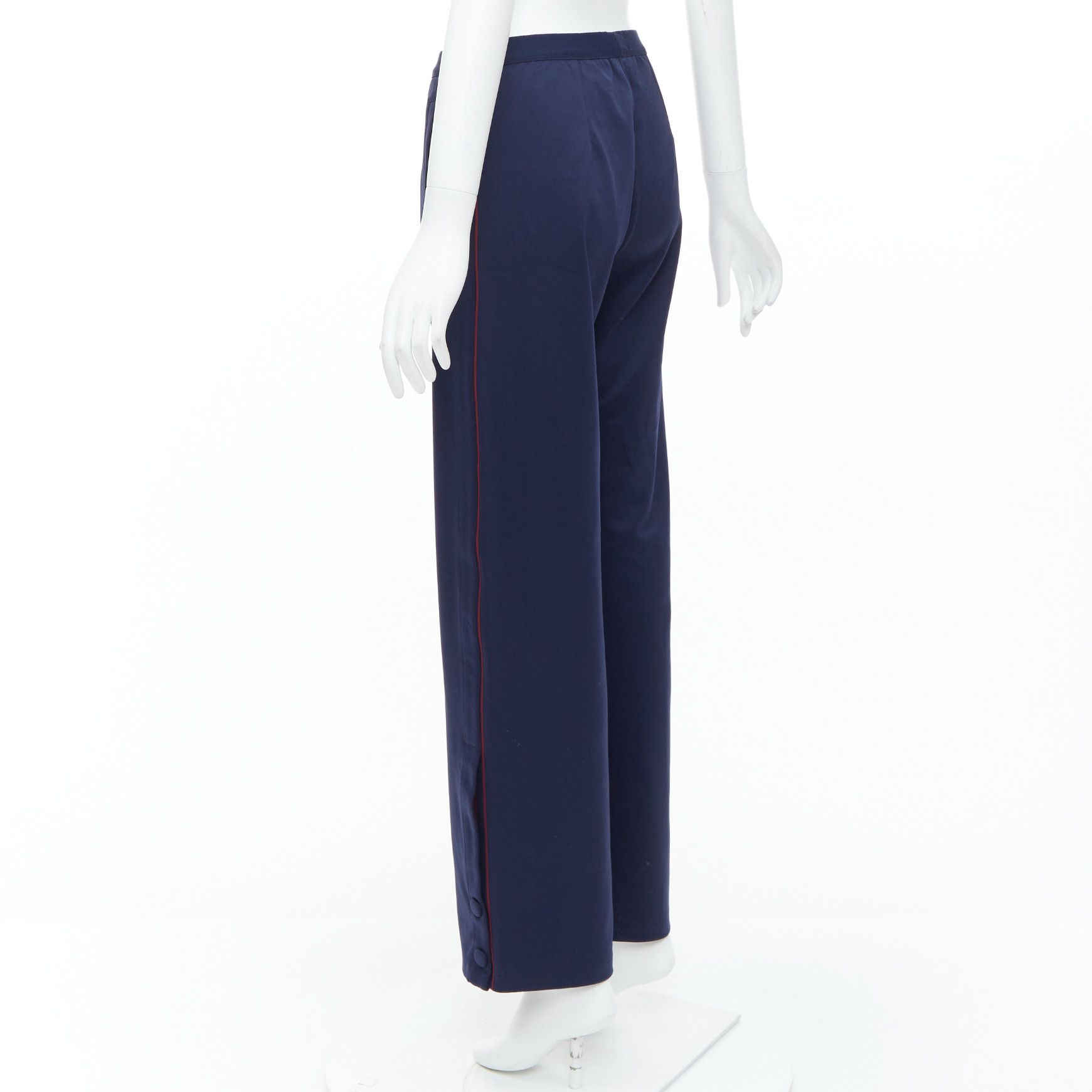 Tory Burch TORY BURCH SPORT navy burgundy trim wide cropped pants S Size 27" / US 4 / IT 40 - 6 Thumbnail