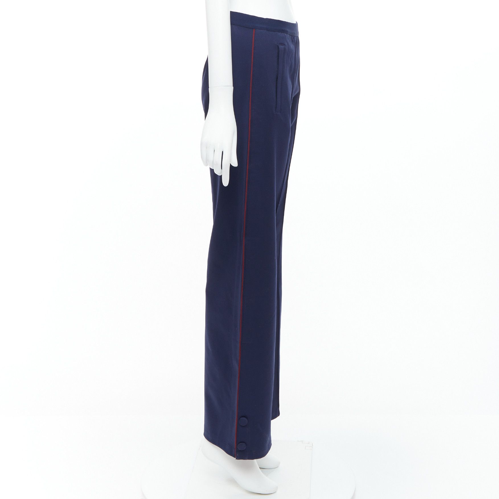 Tory Burch TORY BURCH SPORT navy burgundy trim wide cropped pants S Size 27" / US 4 / IT 40 - 4 Thumbnail