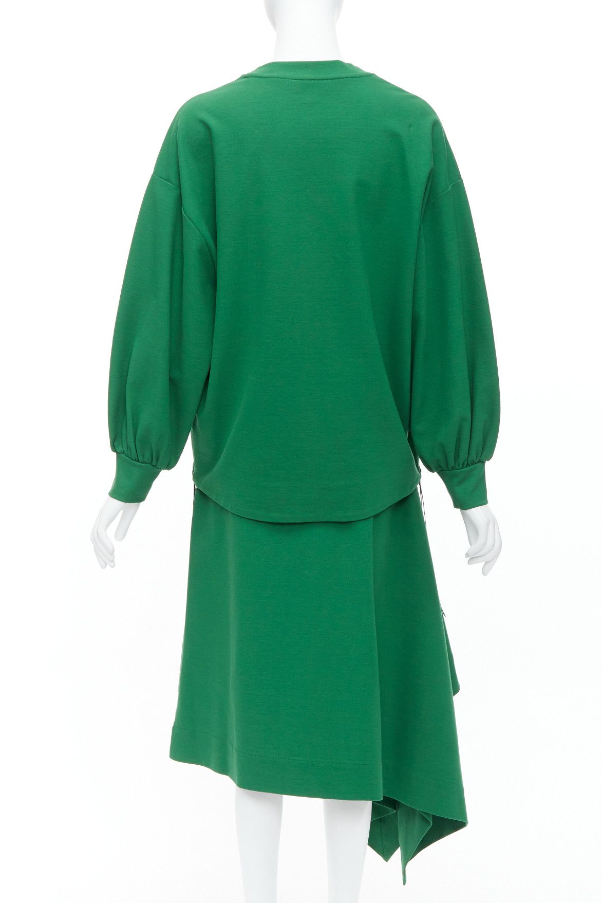 HYKE HYKE green cotton pullover sweater asymmetric hem skirt set JP2 M Size S / US 4 / IT 40 - 4 Thumbnail
