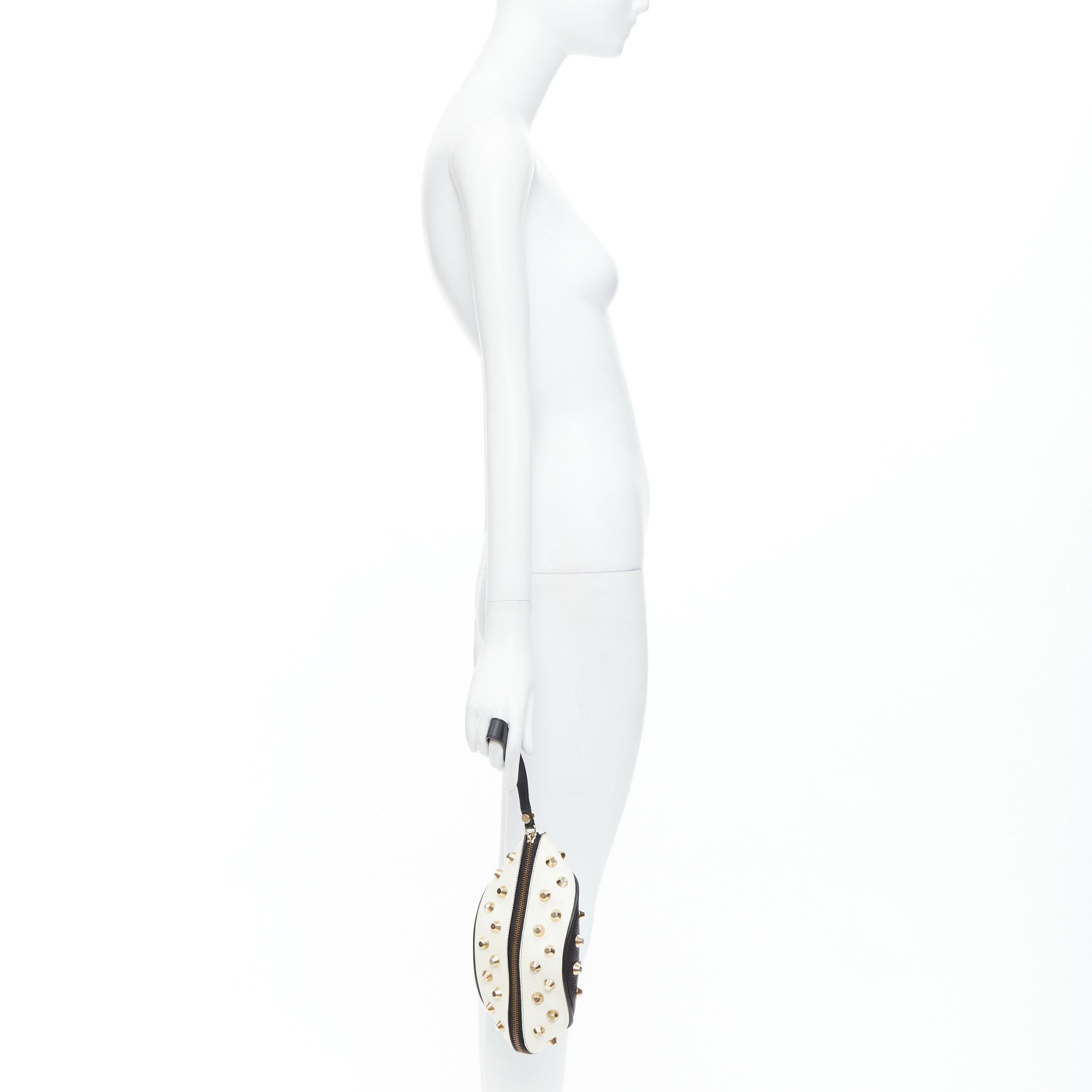 Other GIANCARLO PETRIGLIA white back leather gold studded wristlet clutch bag Size ONE SIZE - 2 Thumbnail