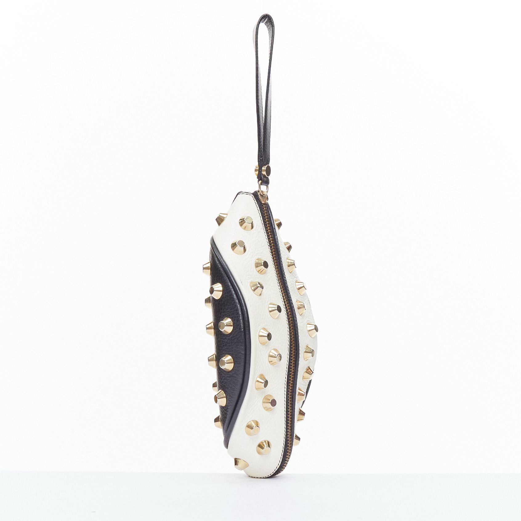 Other GIANCARLO PETRIGLIA white back leather gold studded wristlet clutch bag Size ONE SIZE - 3 Thumbnail