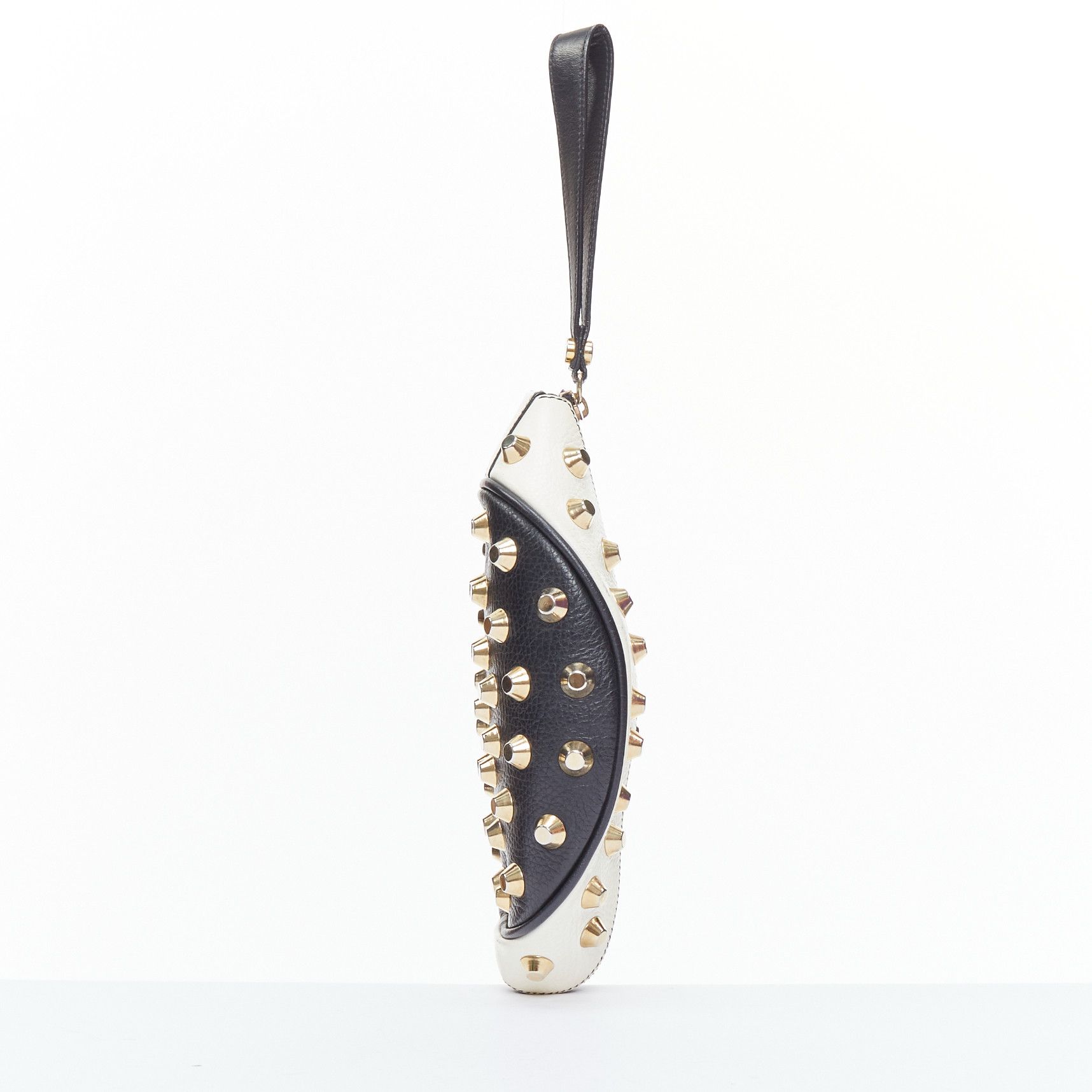 Other GIANCARLO PETRIGLIA white back leather gold studded wristlet clutch bag Size ONE SIZE - 4 Thumbnail