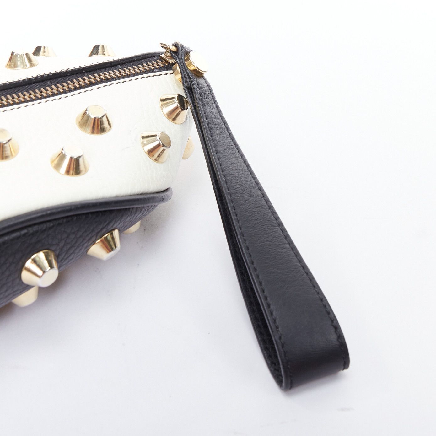 Other GIANCARLO PETRIGLIA white back leather gold studded wristlet clutch bag Size ONE SIZE - 8 Thumbnail