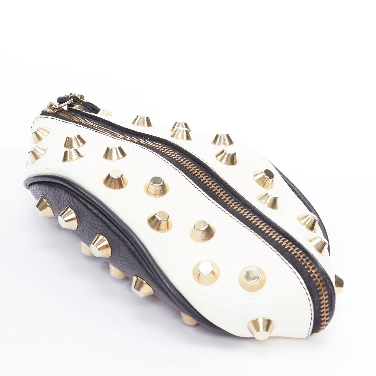 Other GIANCARLO PETRIGLIA white back leather gold studded wristlet clutch bag Size ONE SIZE - 5 Thumbnail