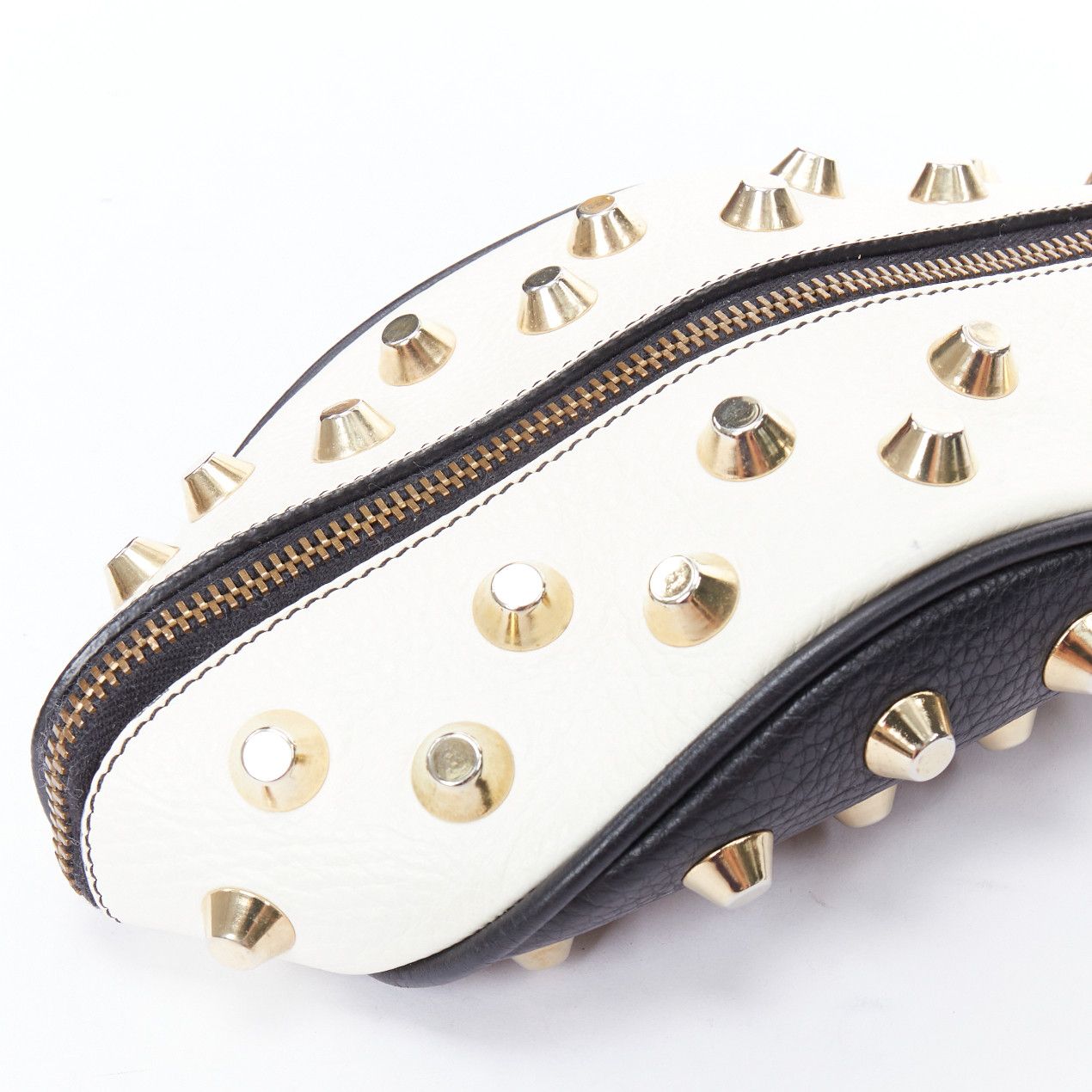 Other GIANCARLO PETRIGLIA white back leather gold studded wristlet clutch bag Size ONE SIZE - 7 Thumbnail
