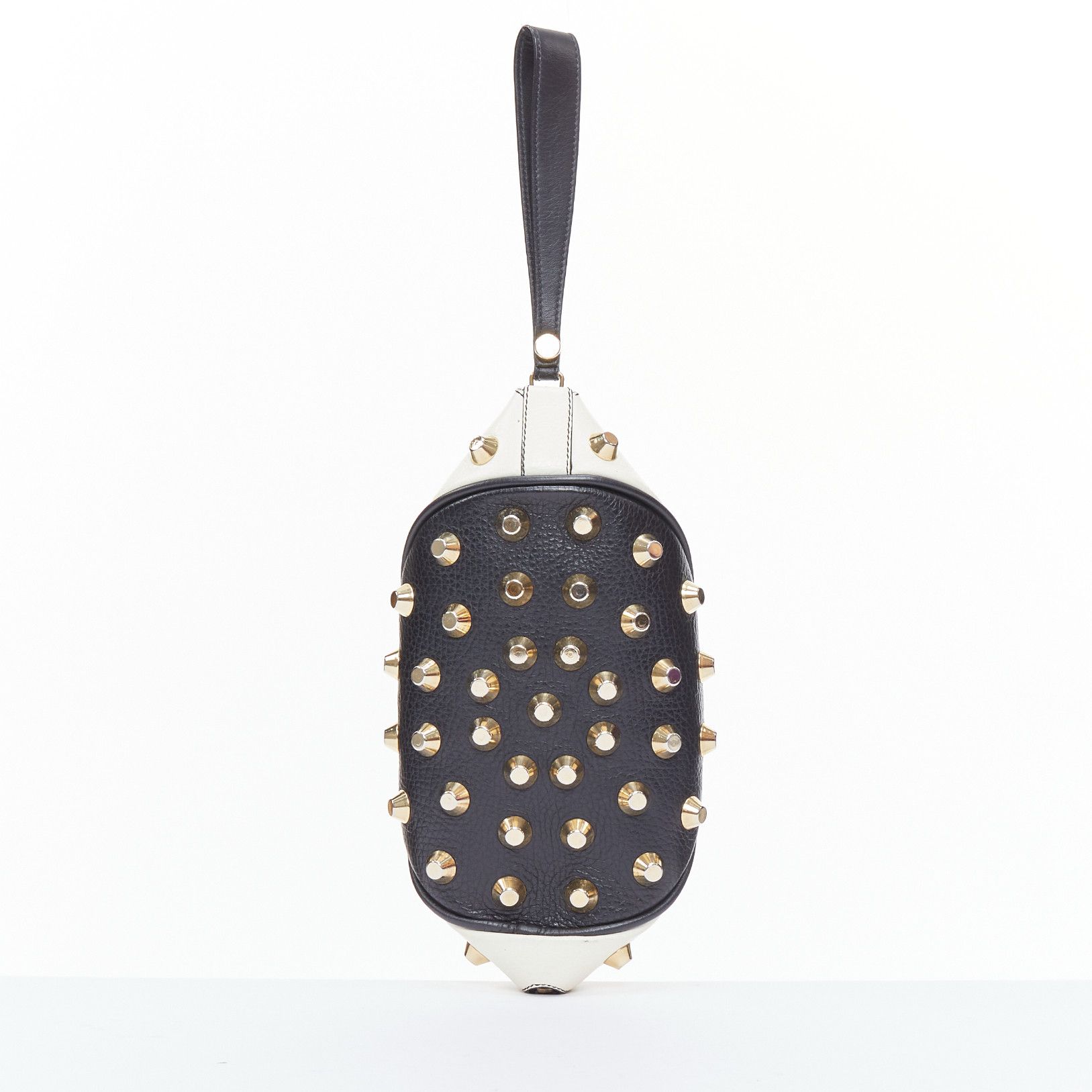 Other GIANCARLO PETRIGLIA white back leather gold studded wristlet clutch bag Size ONE SIZE - 6 Thumbnail