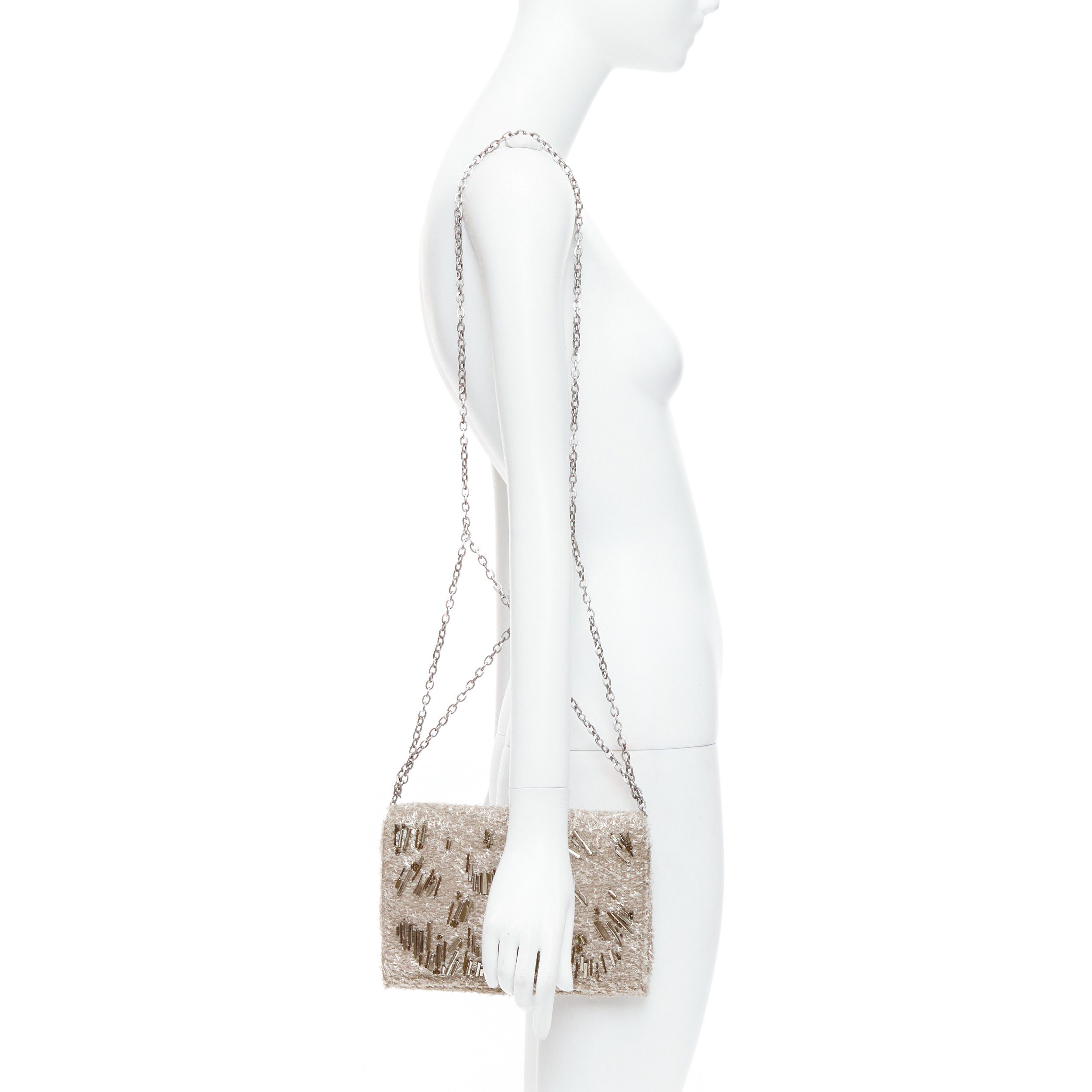 Other THEYSKENS THEORY grey silver embellished lurex appique fold clutch Size ONE SIZE - 2 Thumbnail