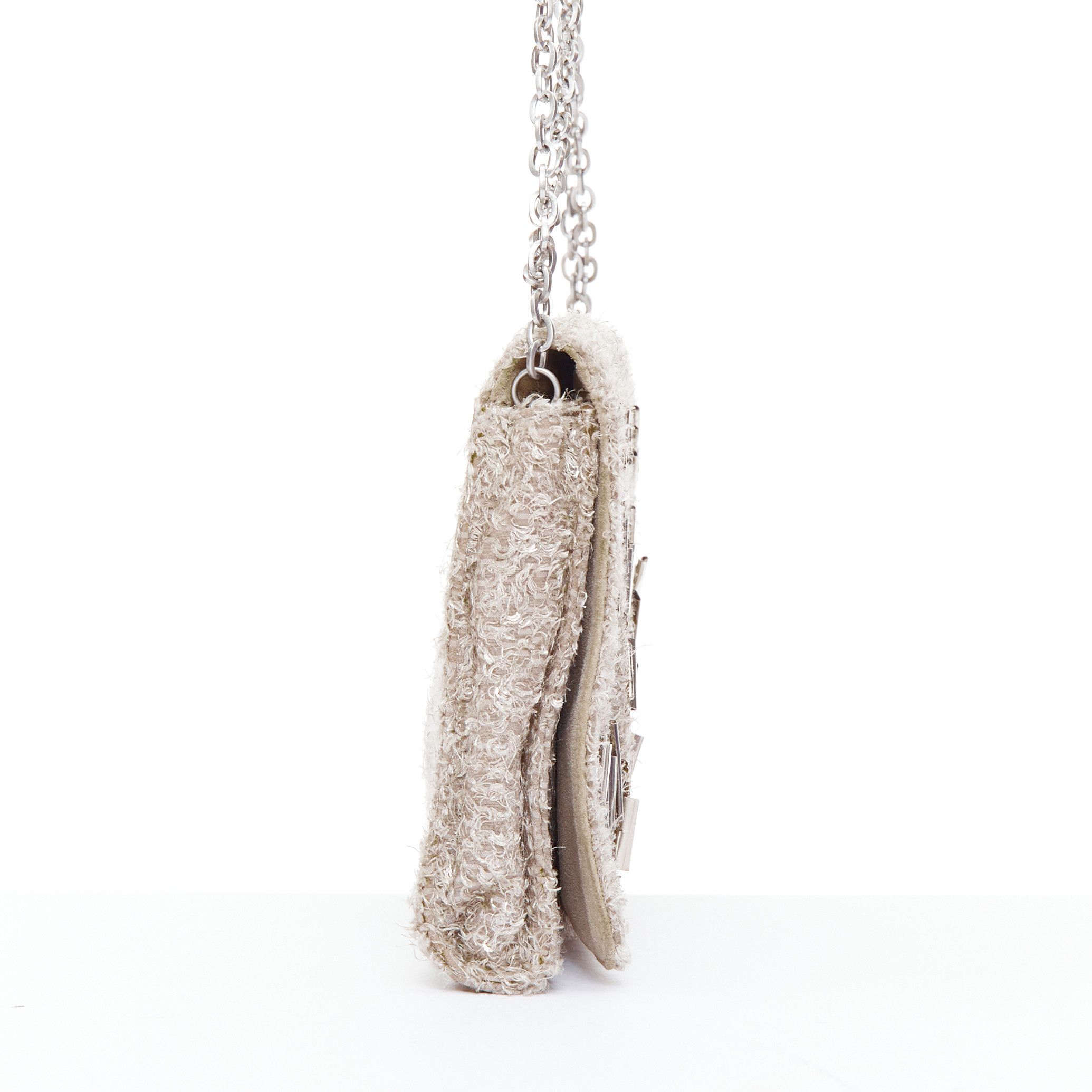 Other THEYSKENS THEORY grey silver embellished lurex appique fold clutch Size ONE SIZE - 4 Thumbnail