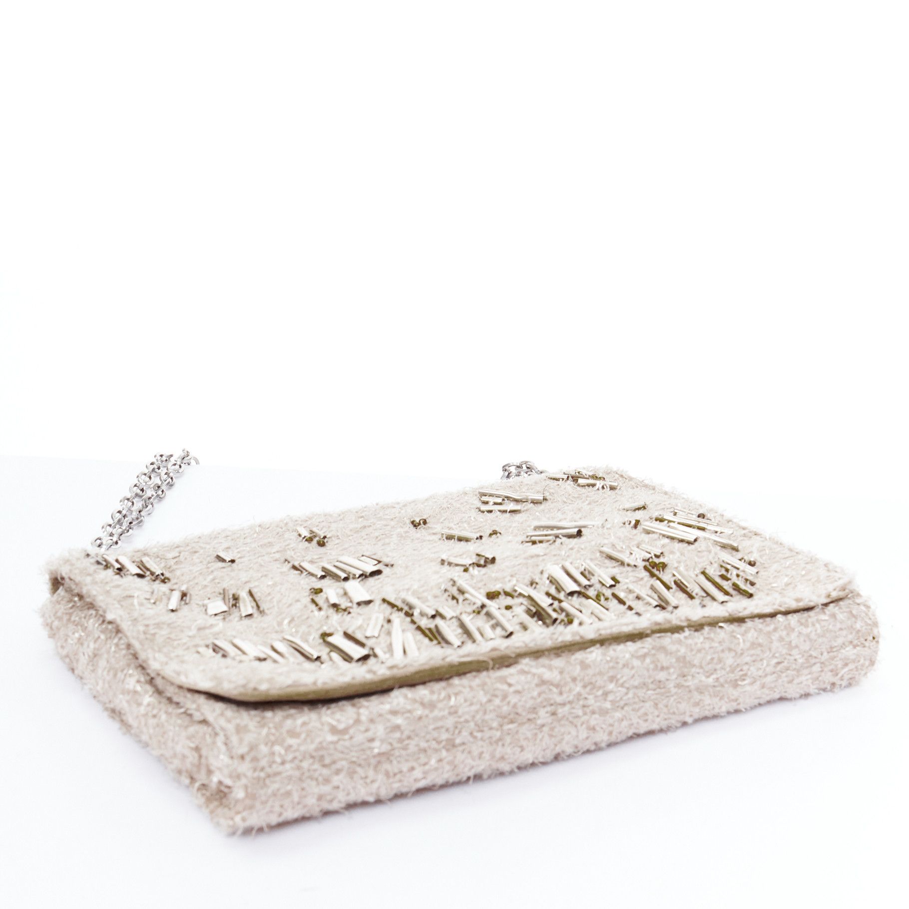 Other THEYSKENS THEORY grey silver embellished lurex appique fold clutch Size ONE SIZE - 6 Thumbnail