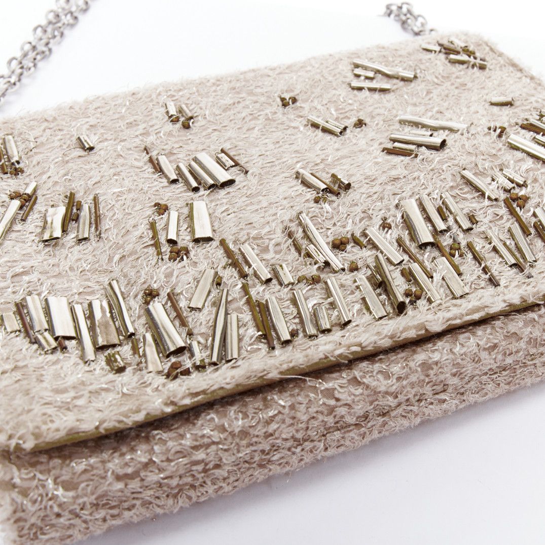 Other THEYSKENS THEORY grey silver embellished lurex appique fold clutch Size ONE SIZE - 7 Thumbnail