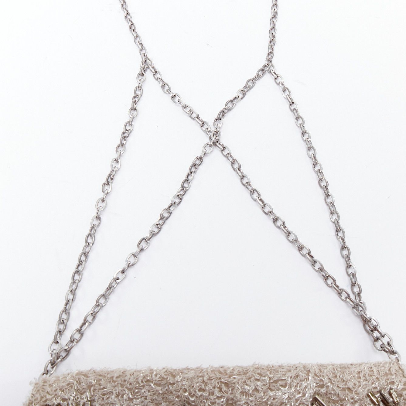 Other THEYSKENS THEORY grey silver embellished lurex appique fold clutch Size ONE SIZE - 8 Thumbnail