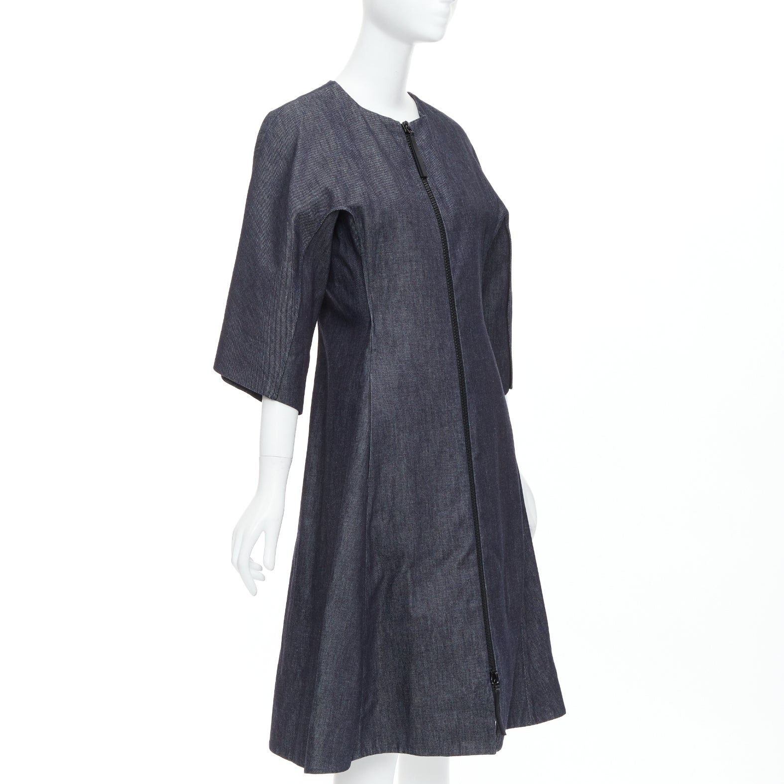 Marni MARNI indigo blue denim zip front dolman sleeve midi dress IT40 S Size S / US 4 / IT 40 - 4 Thumbnail