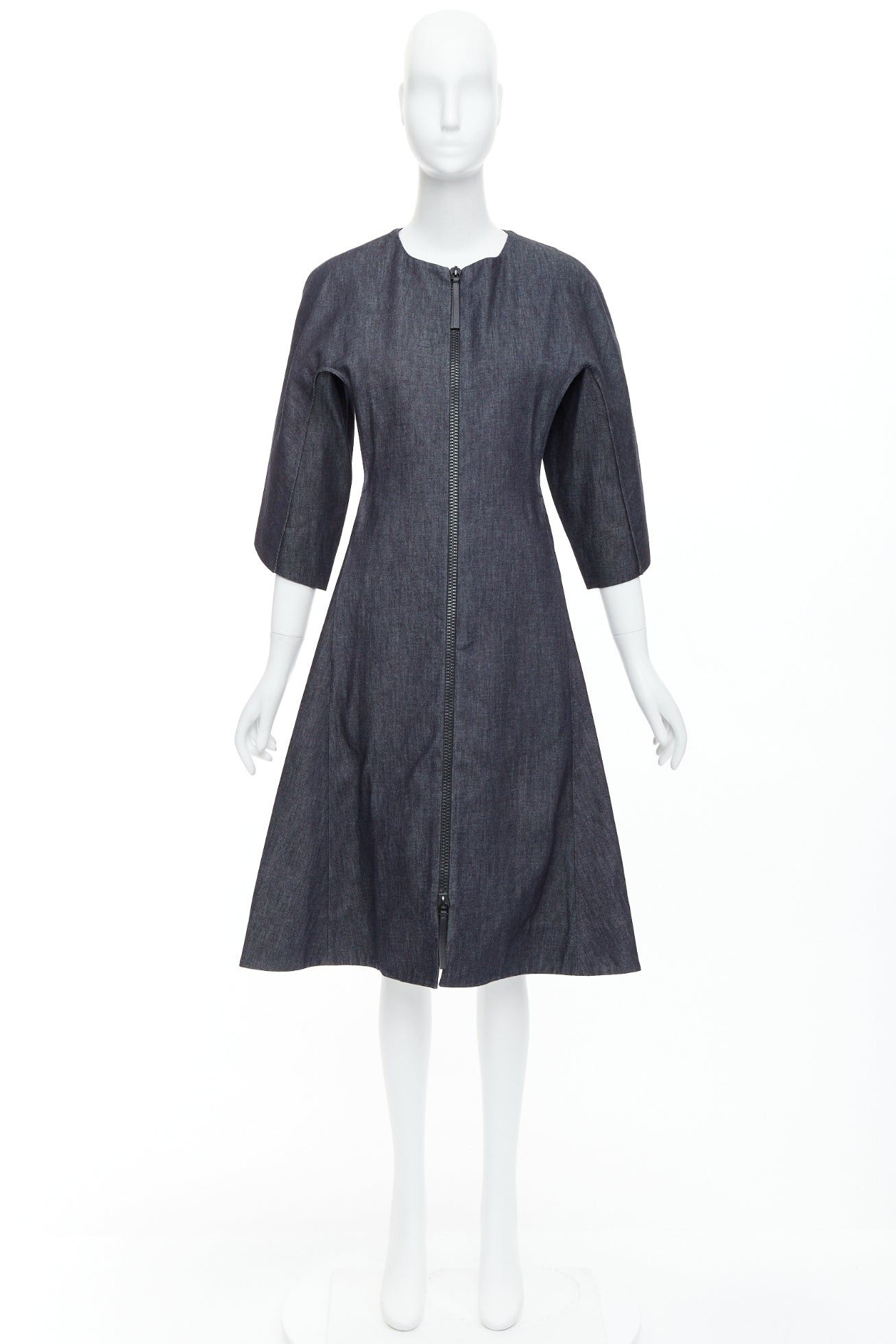 Marni MARNI indigo blue denim zip front dolman sleeve midi dress IT40 S Size S / US 4 / IT 40 - 3 Thumbnail