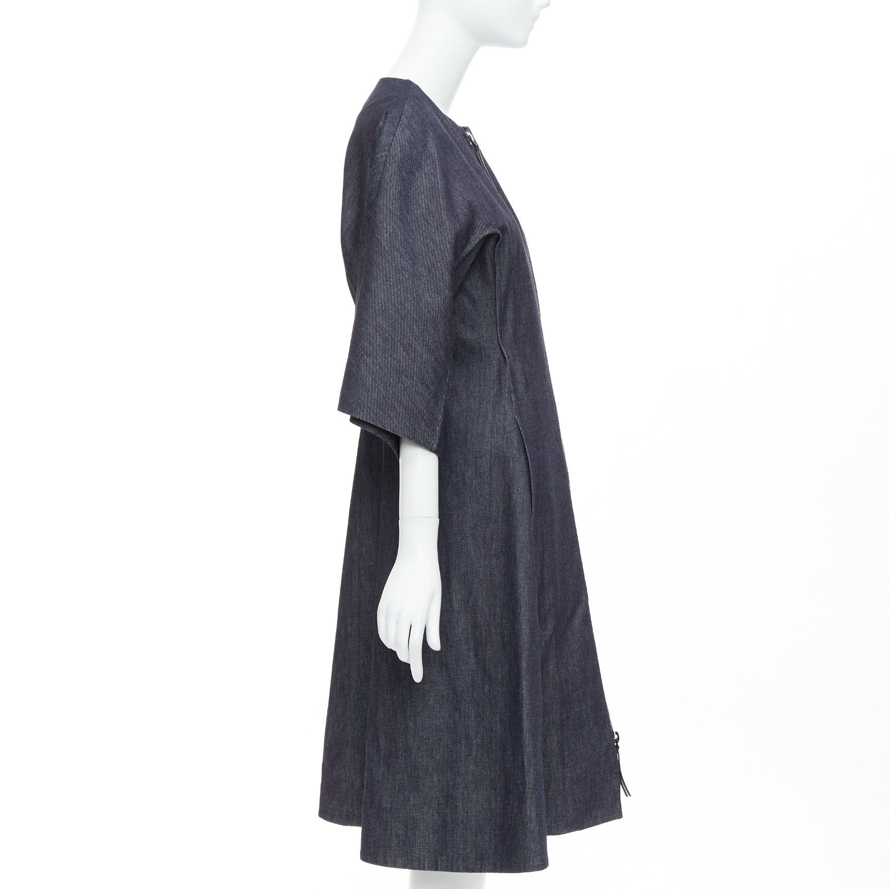 Marni MARNI indigo blue denim zip front dolman sleeve midi dress IT40 S Size S / US 4 / IT 40 - 5 Thumbnail