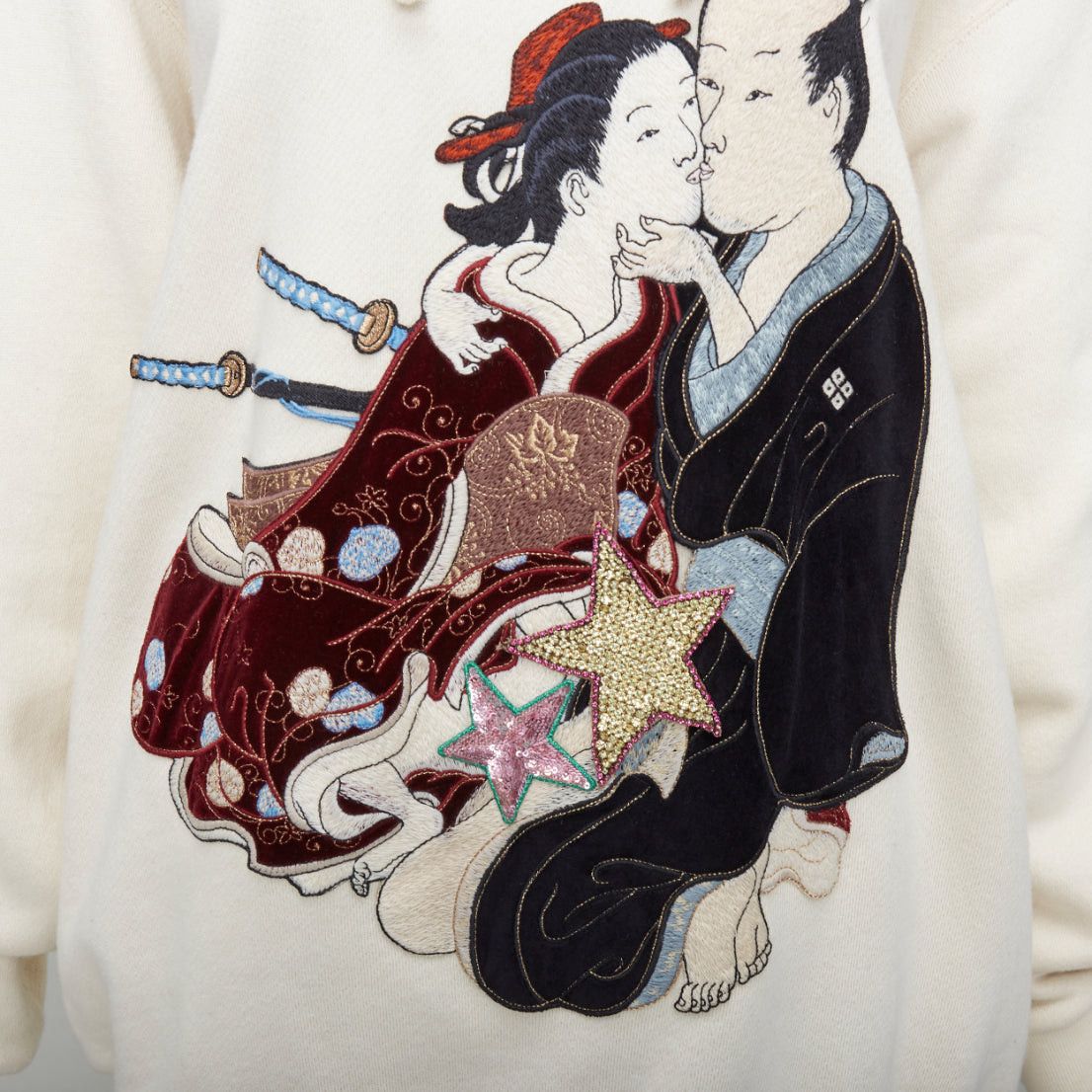Gucci GUCCI Shunga Geisha Lover cream embroidery pearl embellished hoodie M Size M / US 6-8 / IT 42-44 - 7 Thumbnail
