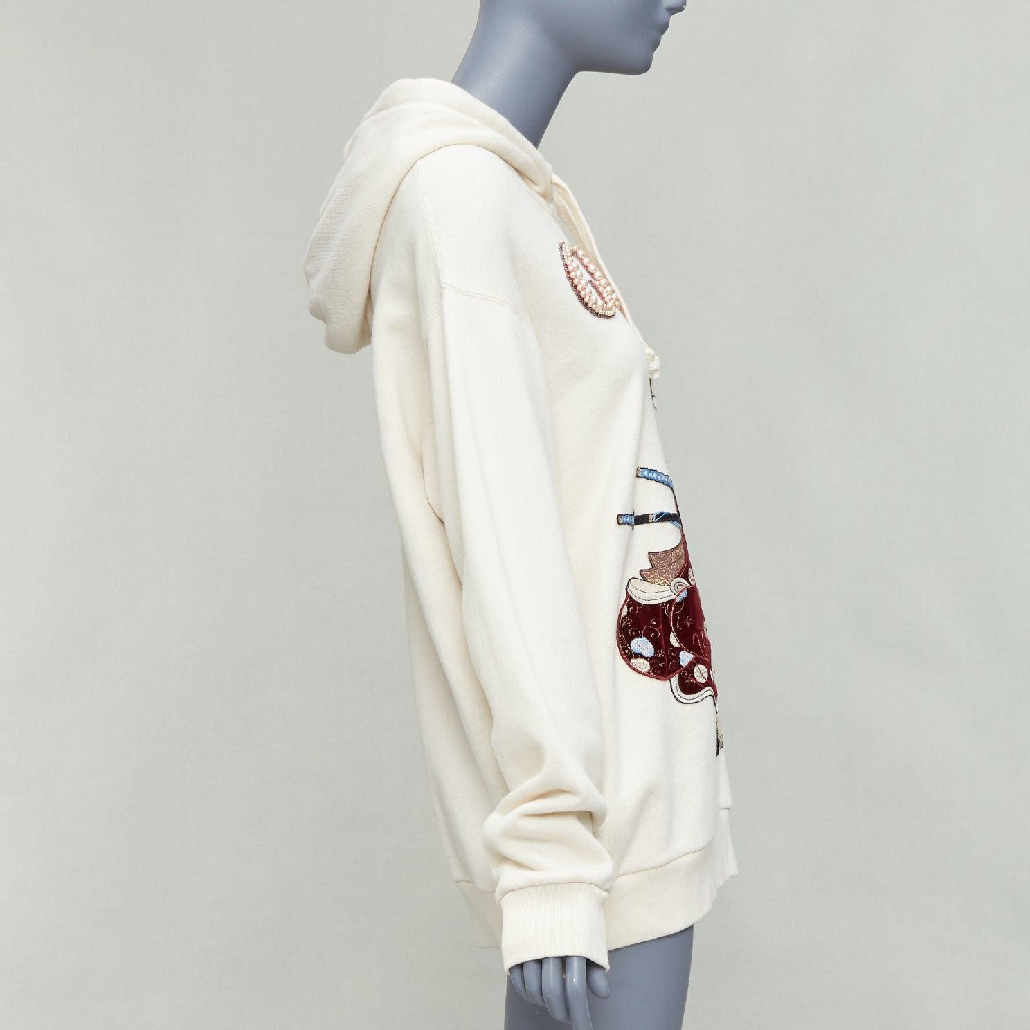 Gucci GUCCI Shunga Geisha Lover cream embroidery pearl embellished hoodie M Size M / US 6-8 / IT 42-44 - 4 Thumbnail