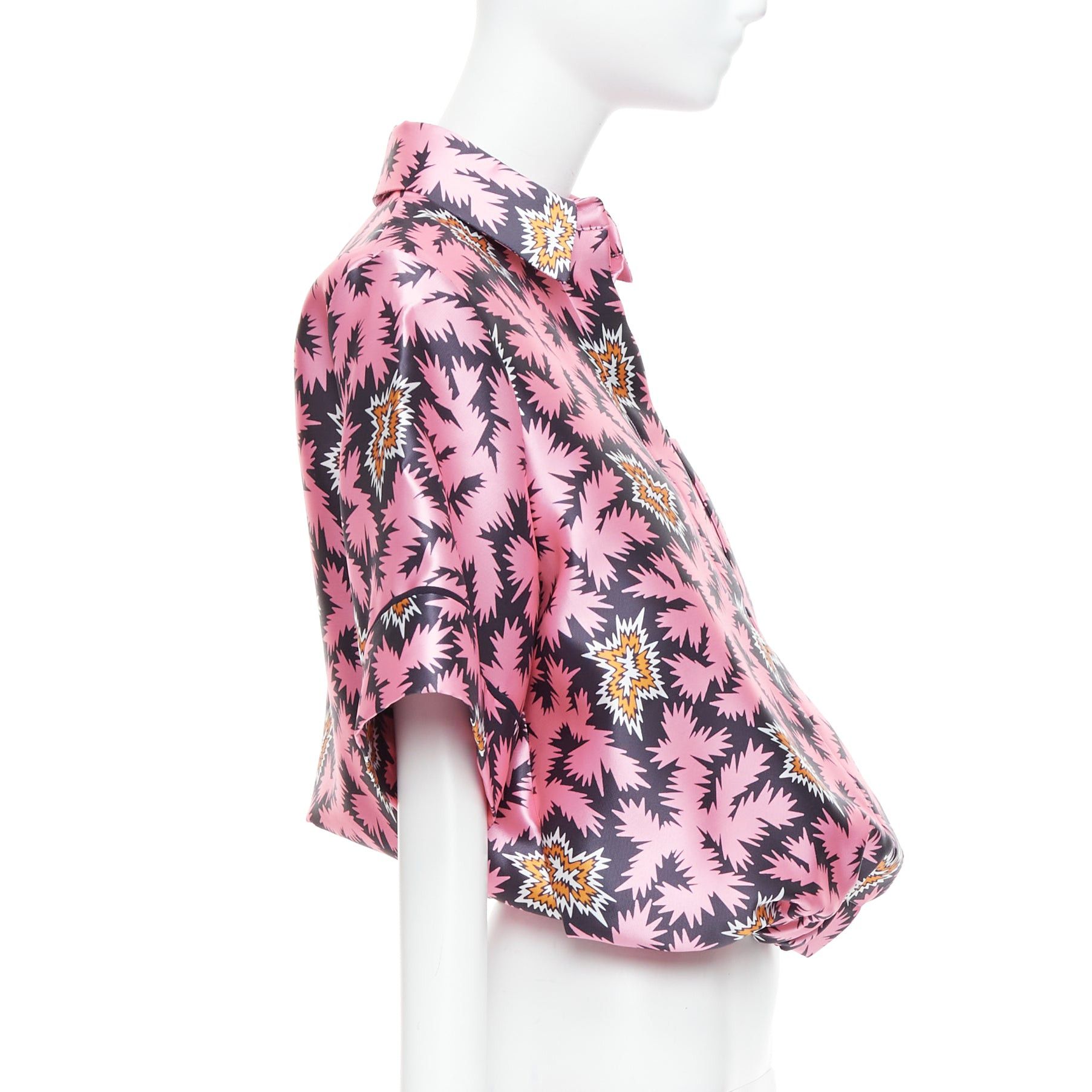 Victoria Beckham VVB VICTORIA BECKHAM pink pop graphic silk bubble boxy overshirt UK6 XS Size XS / US 0-2 / IT 36-38 - 4 Thumbnail