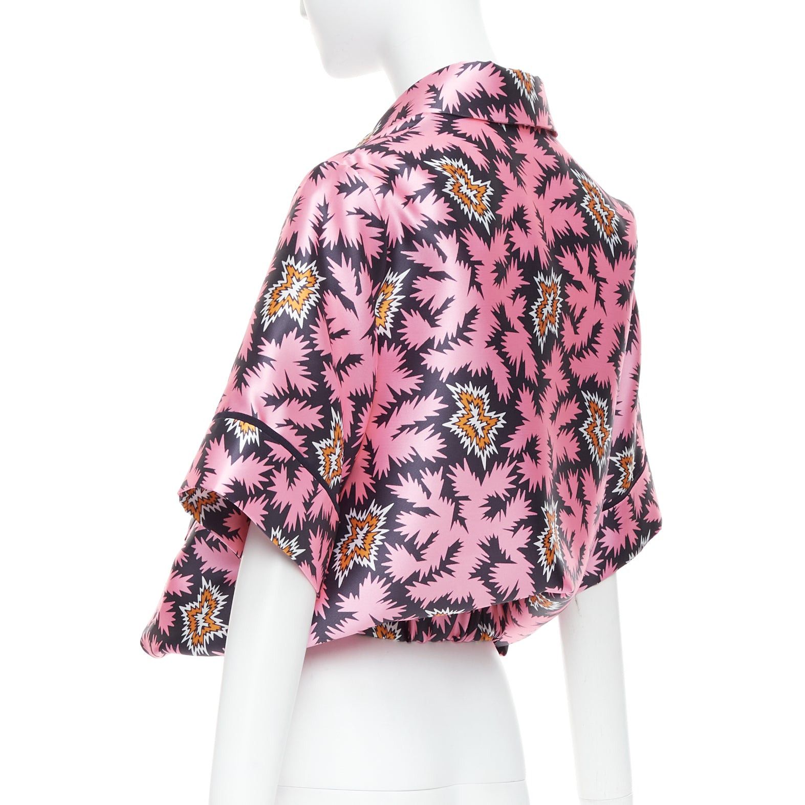 Victoria Beckham VVB VICTORIA BECKHAM pink pop graphic silk bubble boxy overshirt UK6 XS Size XS / US 0-2 / IT 36-38 - 6 Thumbnail