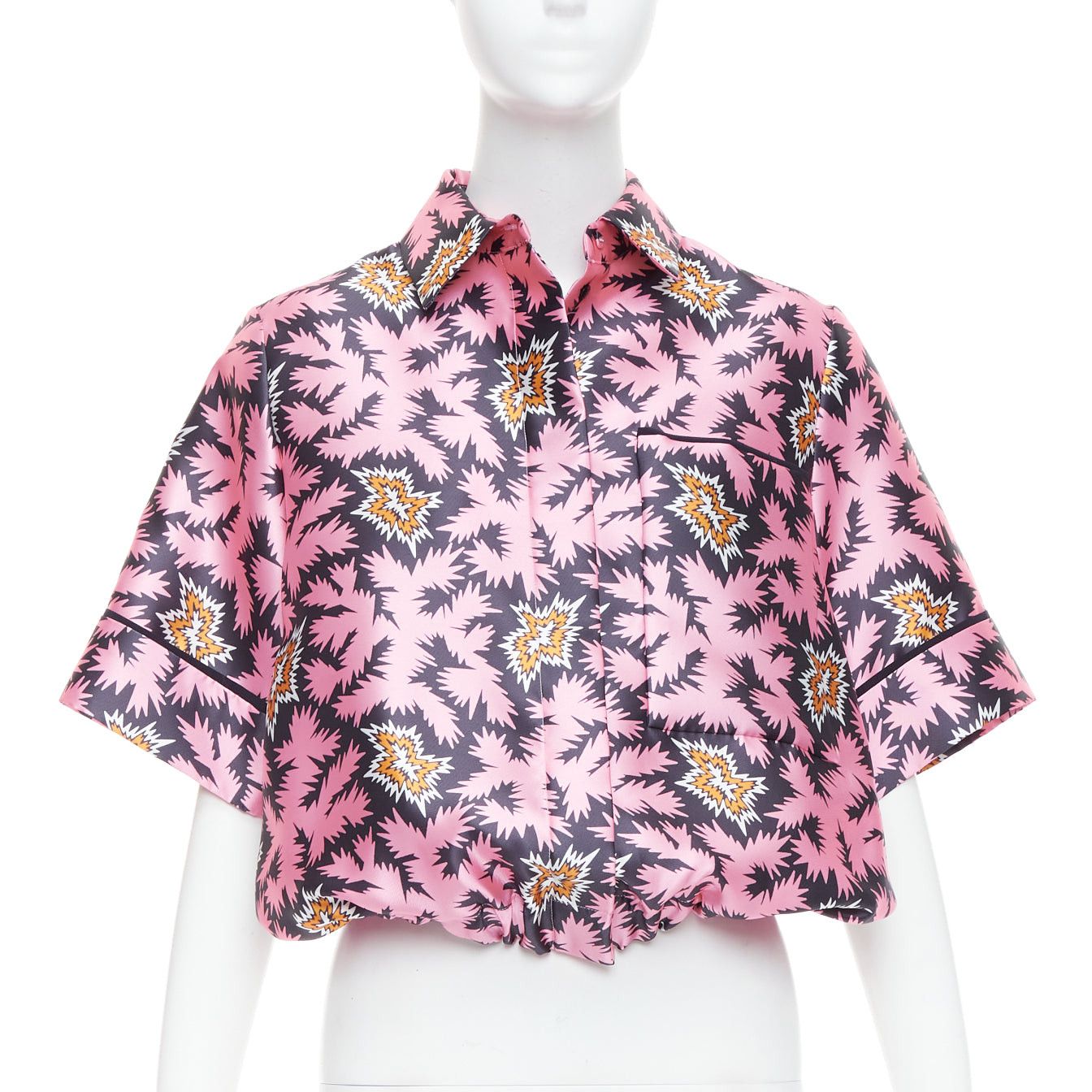 Victoria Beckham VVB VICTORIA BECKHAM pink pop graphic silk bubble boxy overshirt UK6 XS Size XS / US 0-2 / IT 36-38 - 3 Thumbnail