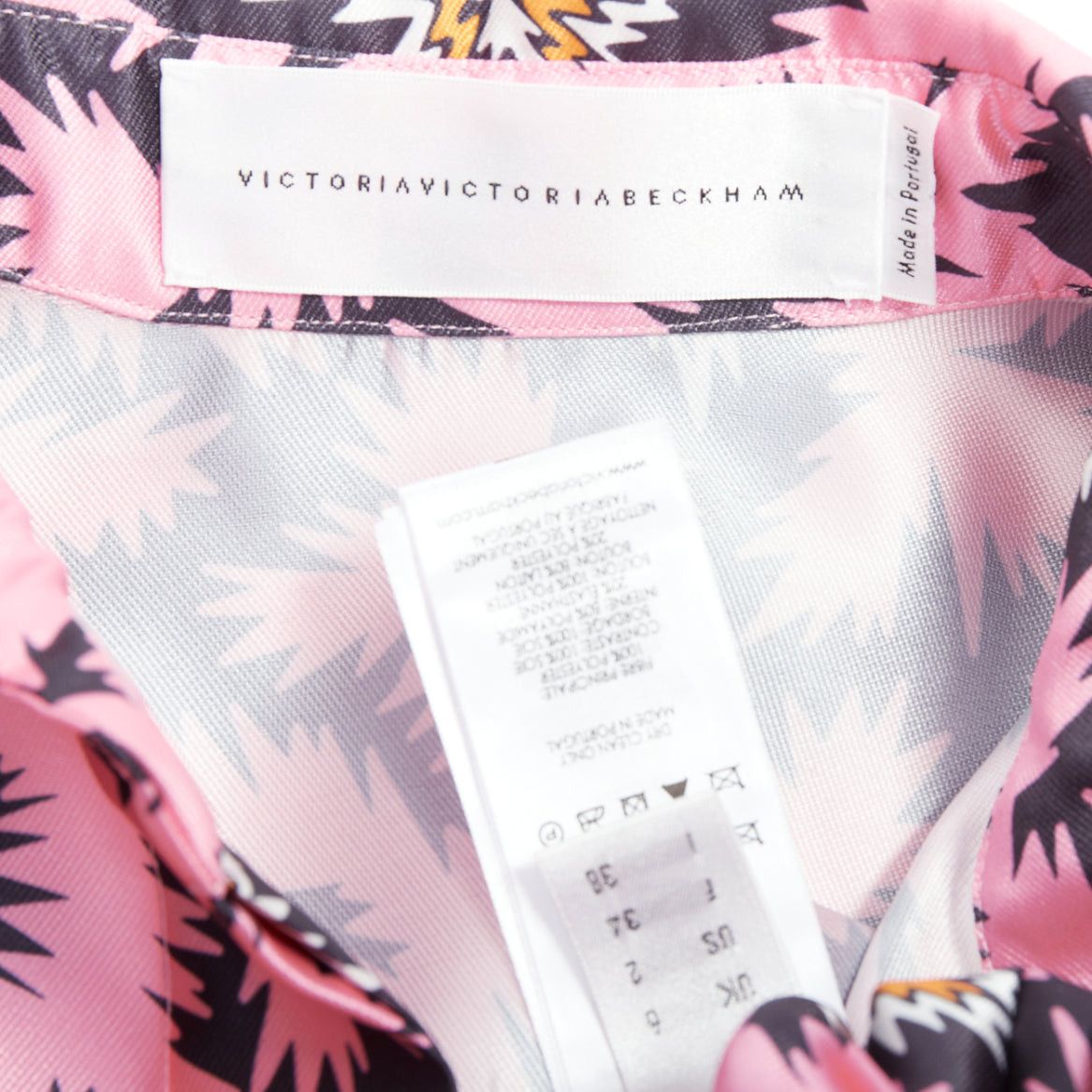Victoria Beckham VVB VICTORIA BECKHAM pink pop graphic silk bubble boxy overshirt UK6 XS Size XS / US 0-2 / IT 36-38 - 8 Thumbnail